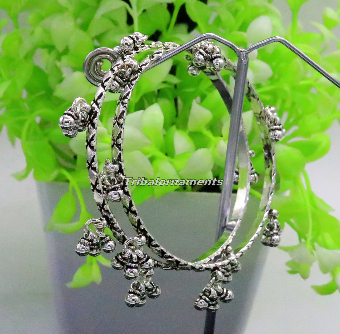 925 sterling silver amazing charm bangle bracelet, excellent custom made oxidized personalized bangle jewelry for belly dance ba57 - TRIBAL ORNAMENTS