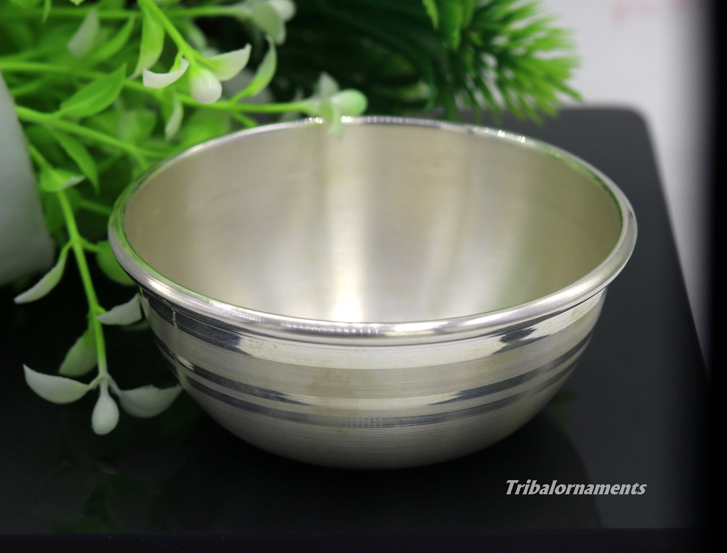999 pure sterling silver handmade silver bowl and spoon set, silver has antibacterial properties, keep stay healthy, silver vessels sv21 - TRIBAL ORNAMENTS