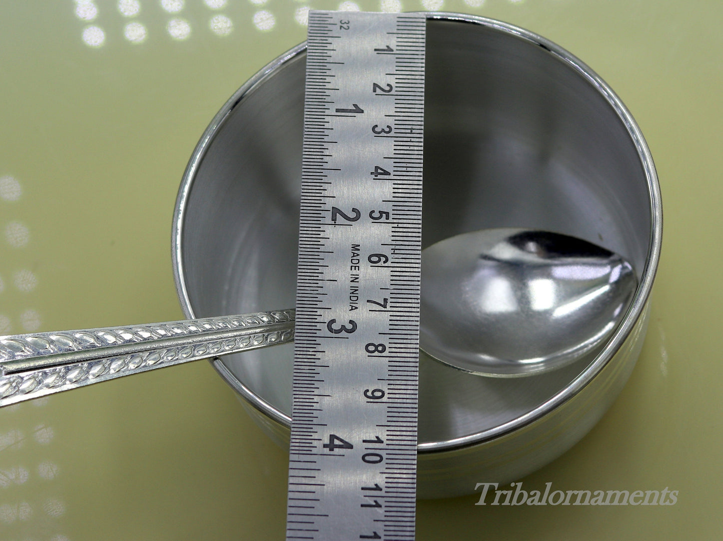 Plain 999 fine silver handmade solid bowl and spoon, silver baby utensils, stay healthy kids/baby for using silver vessels sv175 - TRIBAL ORNAMENTS