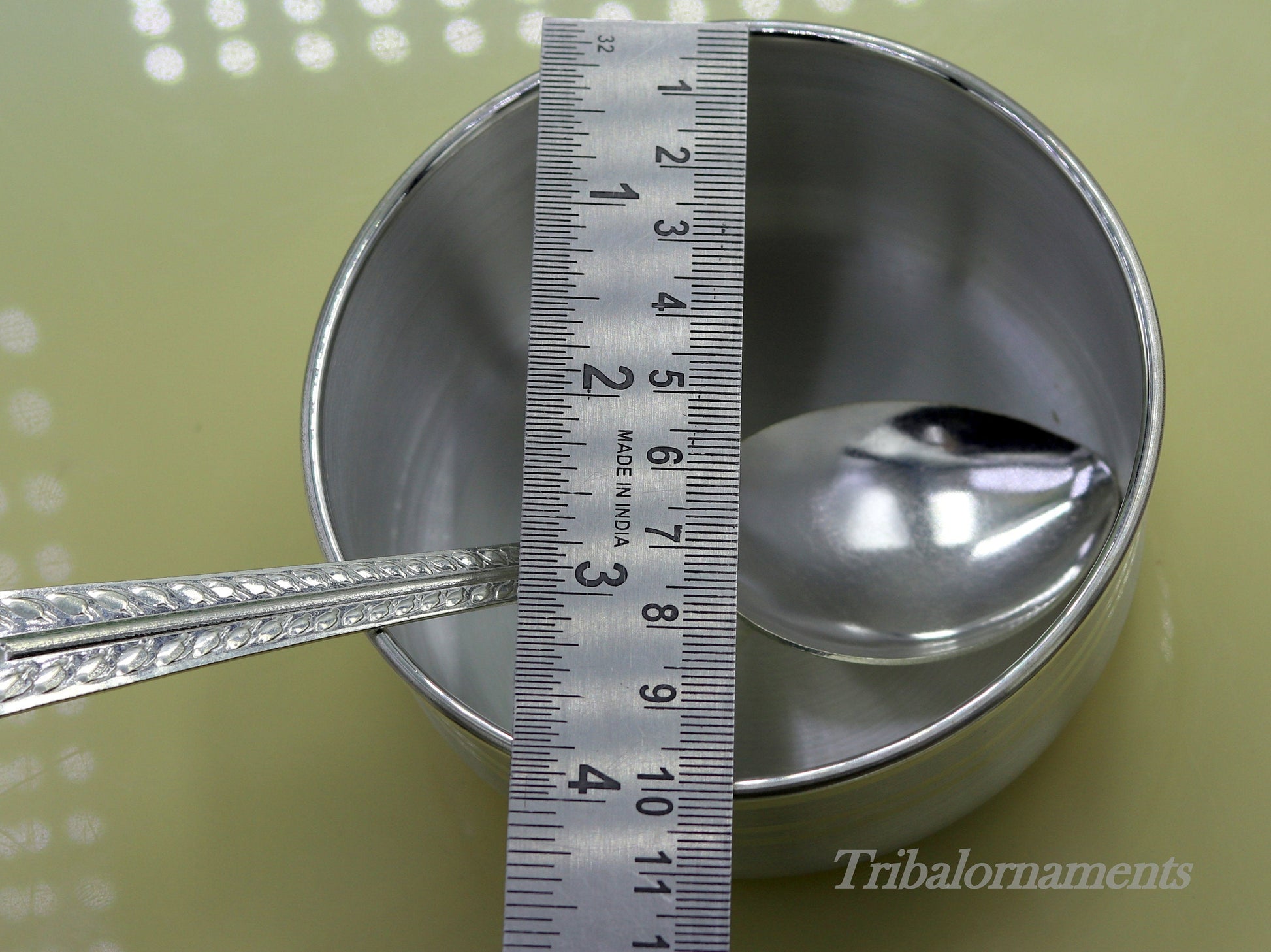 Plain 999 fine silver handmade solid bowl and spoon, silver baby utensils, stay healthy kids/baby for using silver vessels sv175 - TRIBAL ORNAMENTS