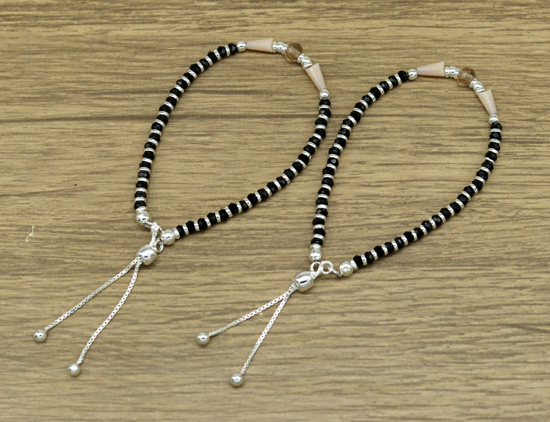7" 925 sterling silver gorgeous multicolor beads adjustable bracelet, charm bracelet, customized bracelet adjustable girl's jewelry sbr163 - TRIBAL ORNAMENTS