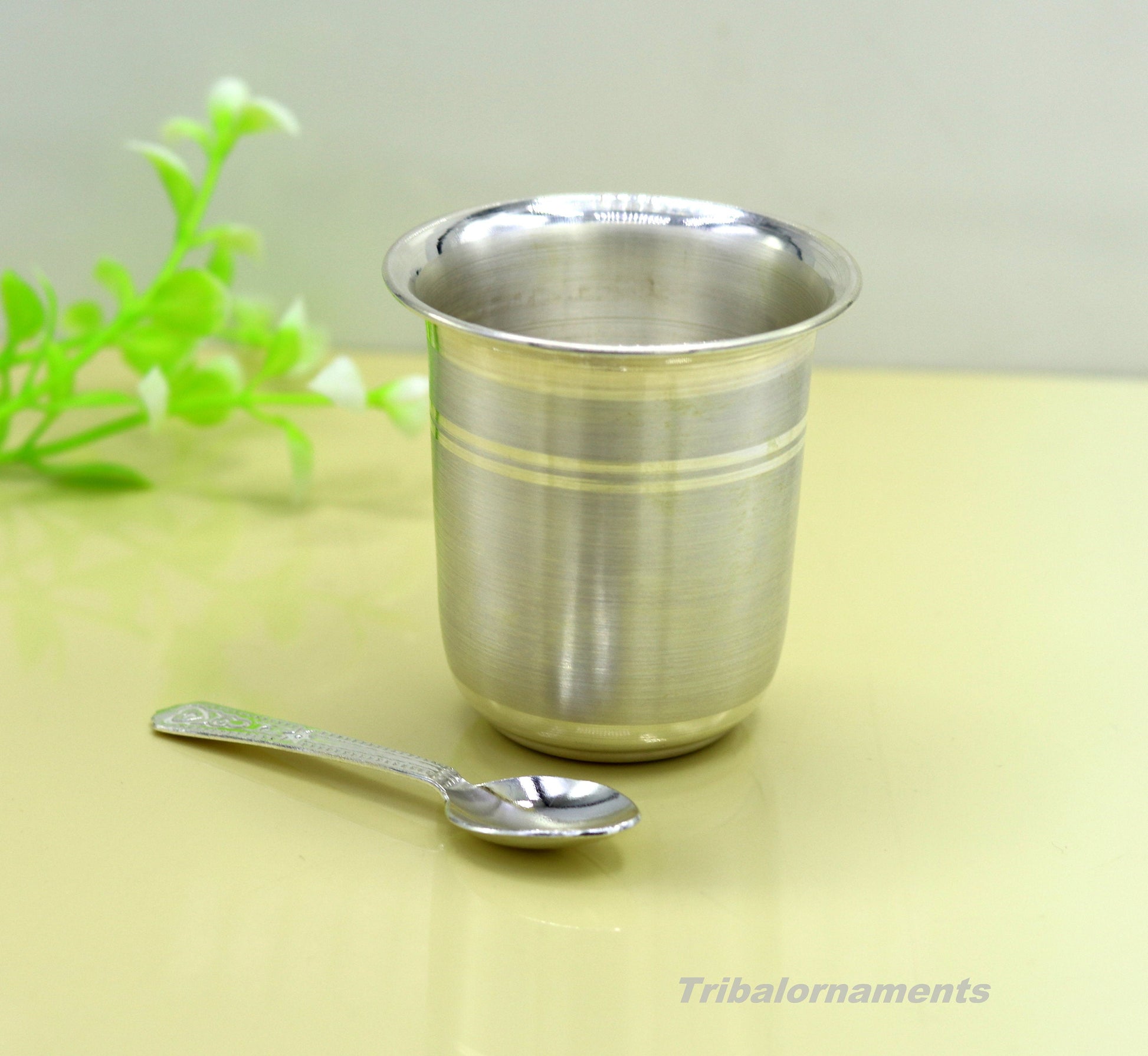 999 fine silver handmade vessels, water/milk Glass tumbler, silver flask, baby kids silver utensils for stay healthy from bacteria sv36 - TRIBAL ORNAMENTS