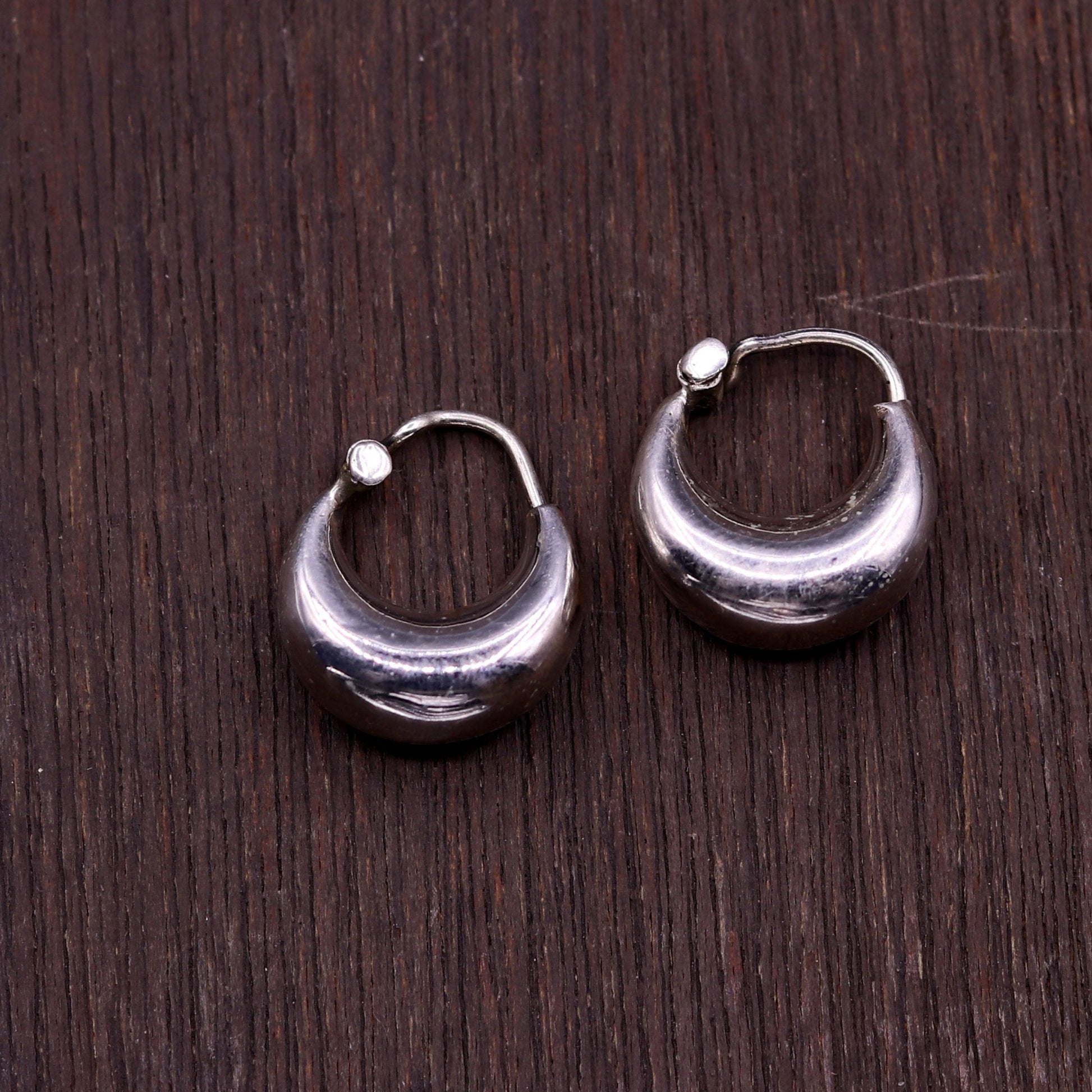 925 sterling silver gorgeous tiny hoops earrings excellent tribal kundal bali personalized gift customized unisex jewelry from india s862 - TRIBAL ORNAMENTS