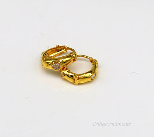 Vintage design 18kt yellow gold handmade fabulous hoops earring bali, amazing customized gifting unisex tribal jewelry ho44 - TRIBAL ORNAMENTS