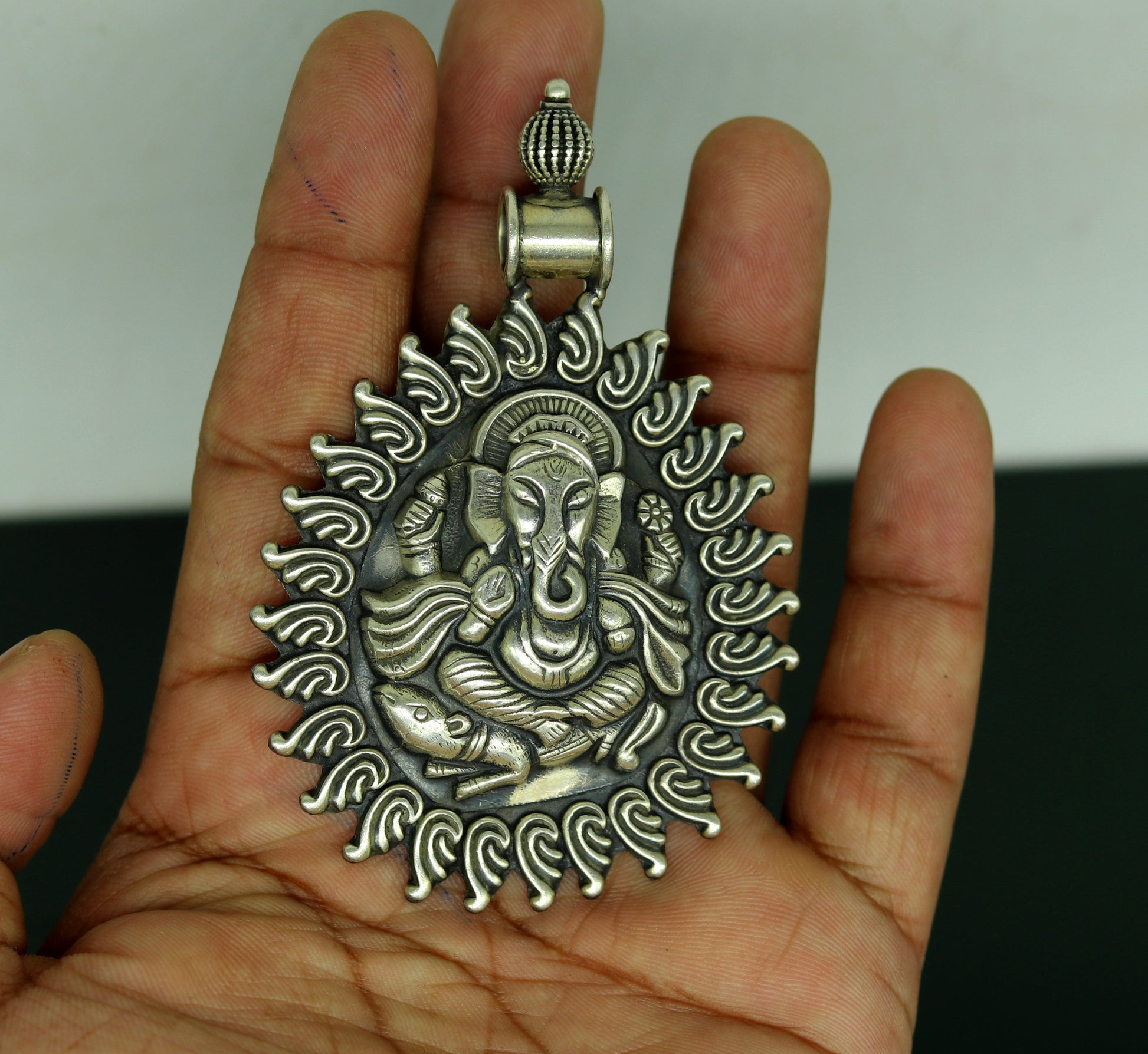 925 sterling silver handmade gorgeous Lord Ganesha vintage customized design pendant, excellent tribal personalized jewelry necklace nsp401 - TRIBAL ORNAMENTS