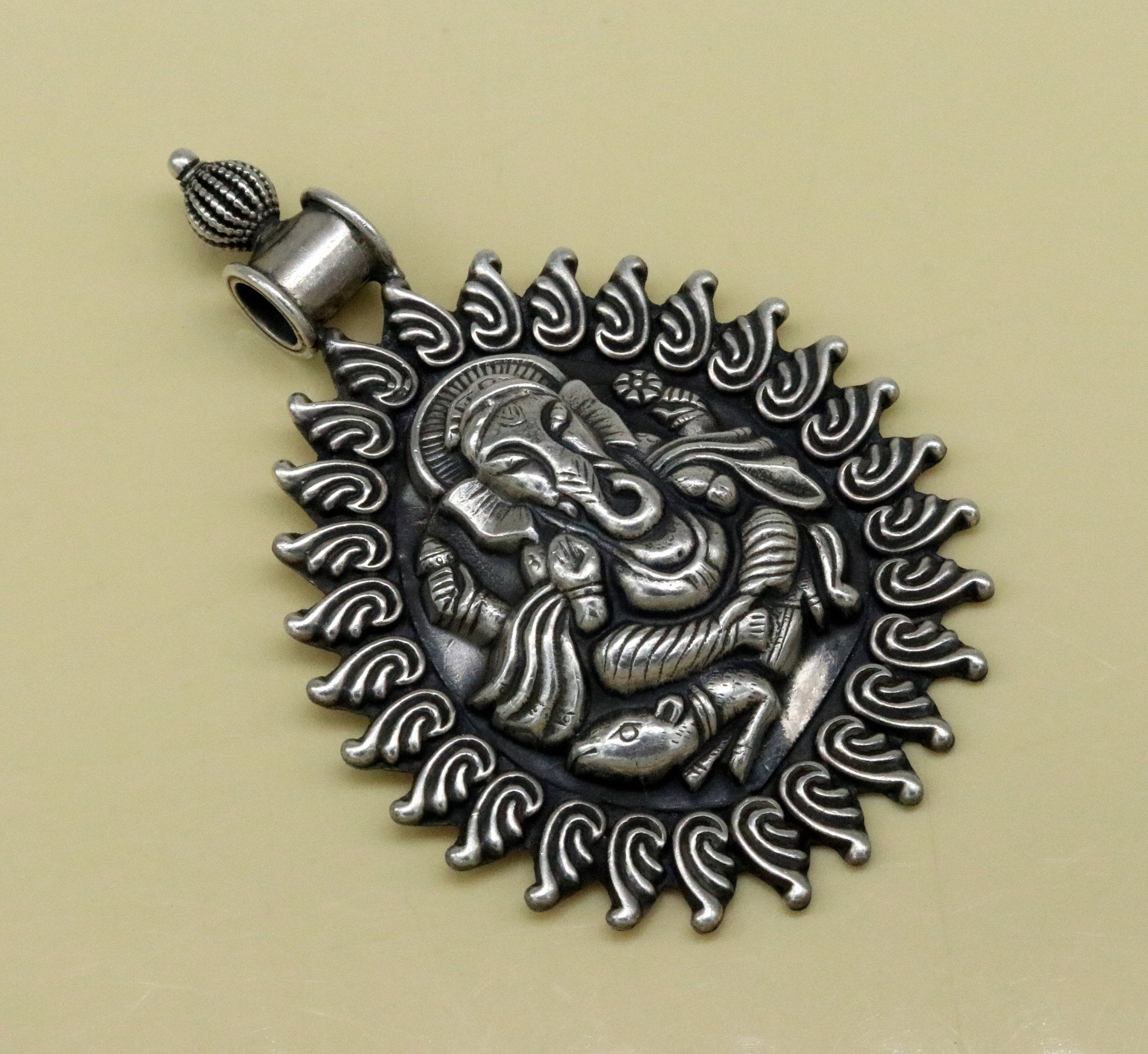 925 sterling silver handmade gorgeous Lord Ganesha vintage customized design pendant, excellent tribal personalized jewelry necklace nsp401 - TRIBAL ORNAMENTS