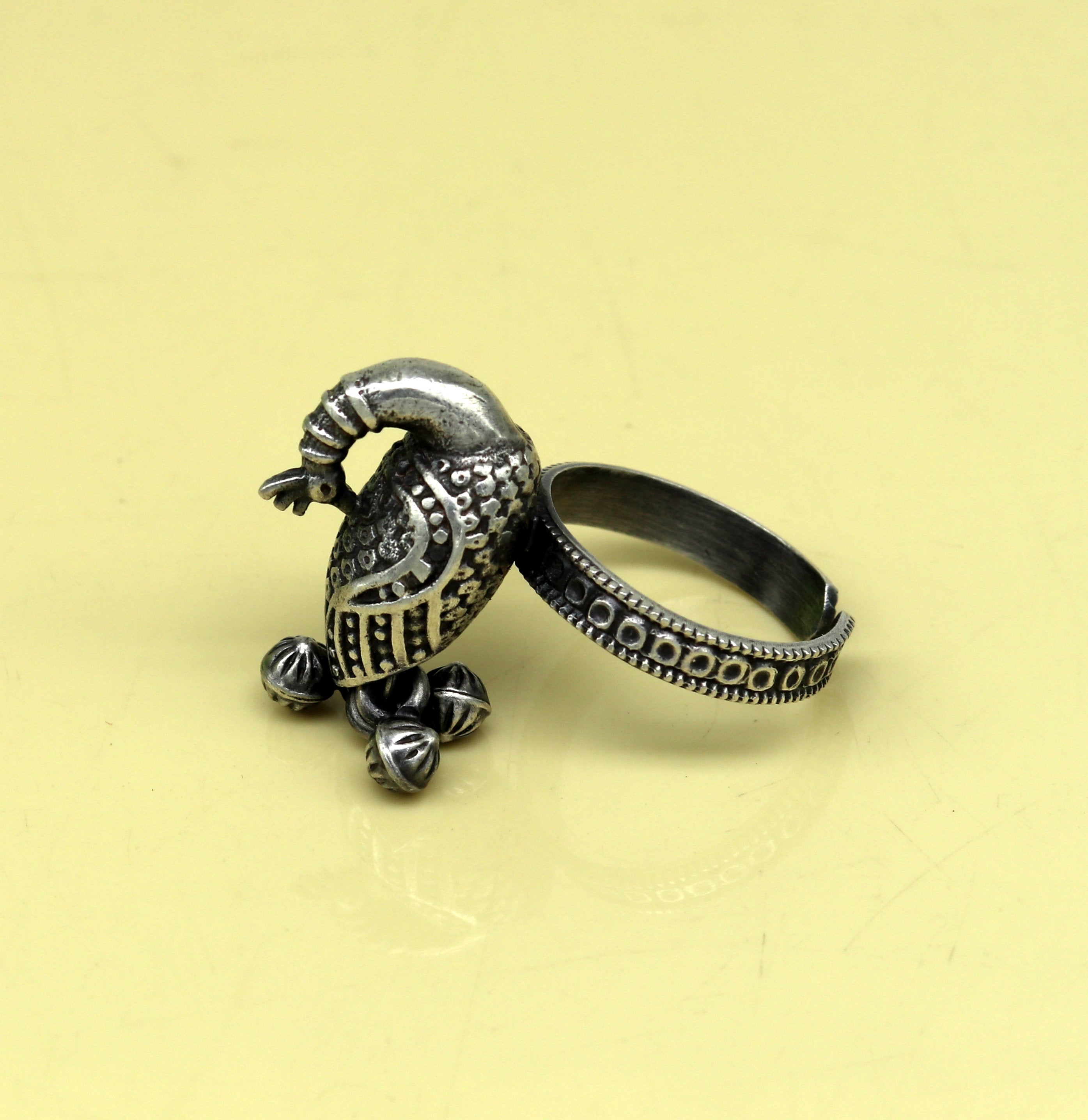 925 sterling silver ring, Handmade peacock design ring ,Fabulous adjustable ring, Vintage antique outlets design ring, Charm ring tribal jewellery