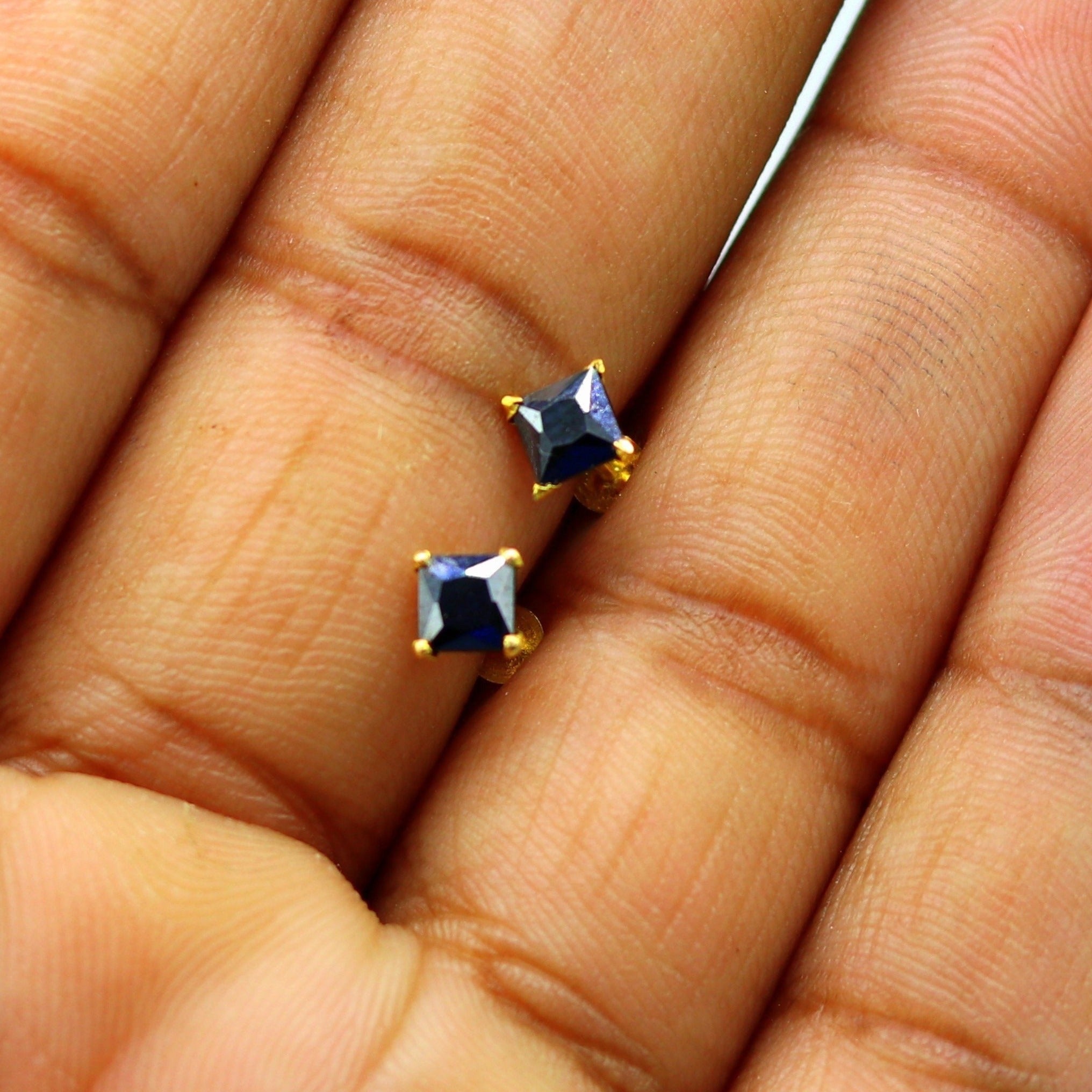 Buy CLARA 925 Silver Royal Blue Minimal Daily Wear Studs Earrings for Women  & Girls Online