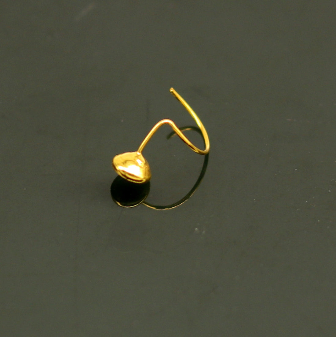 3.5mm tiny 18kt yellow gold handmade single stone nose pin U band nose stud cartilage customized pretty red stone jewelry gnp31 - TRIBAL ORNAMENTS