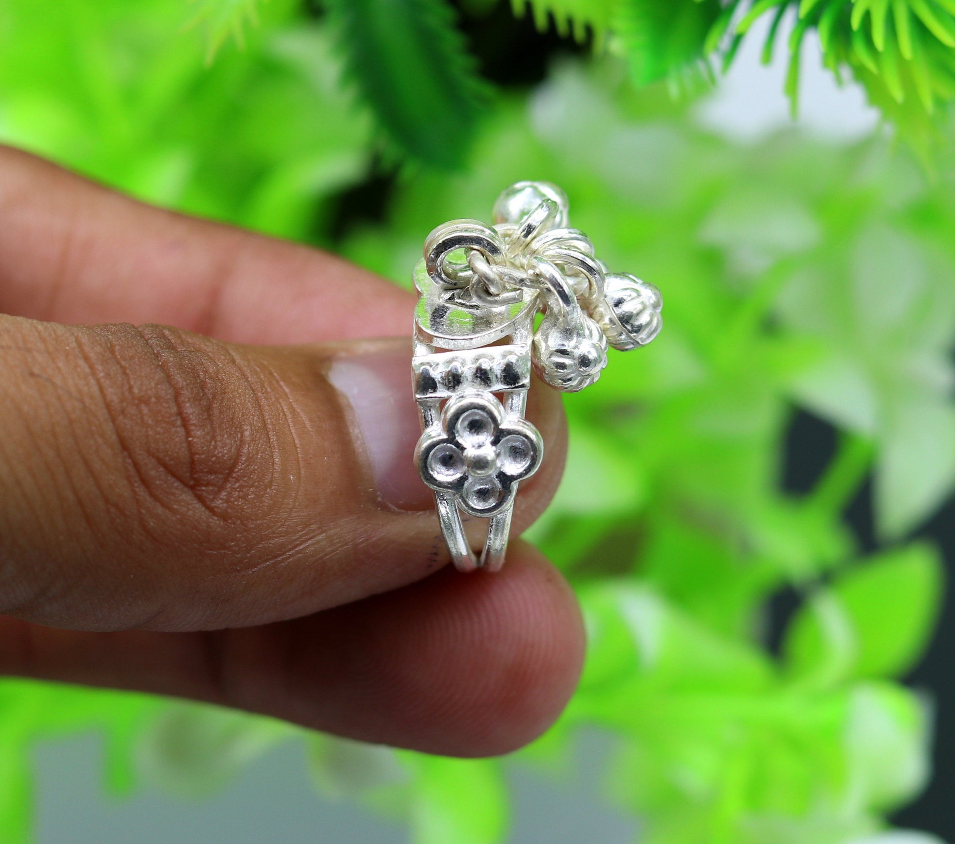 Sterling silver handmade charm ring excellent customized 6 noisy bells drops personalized bridesmaid gift for girls women's jewelry sr257 - TRIBAL ORNAMENTS