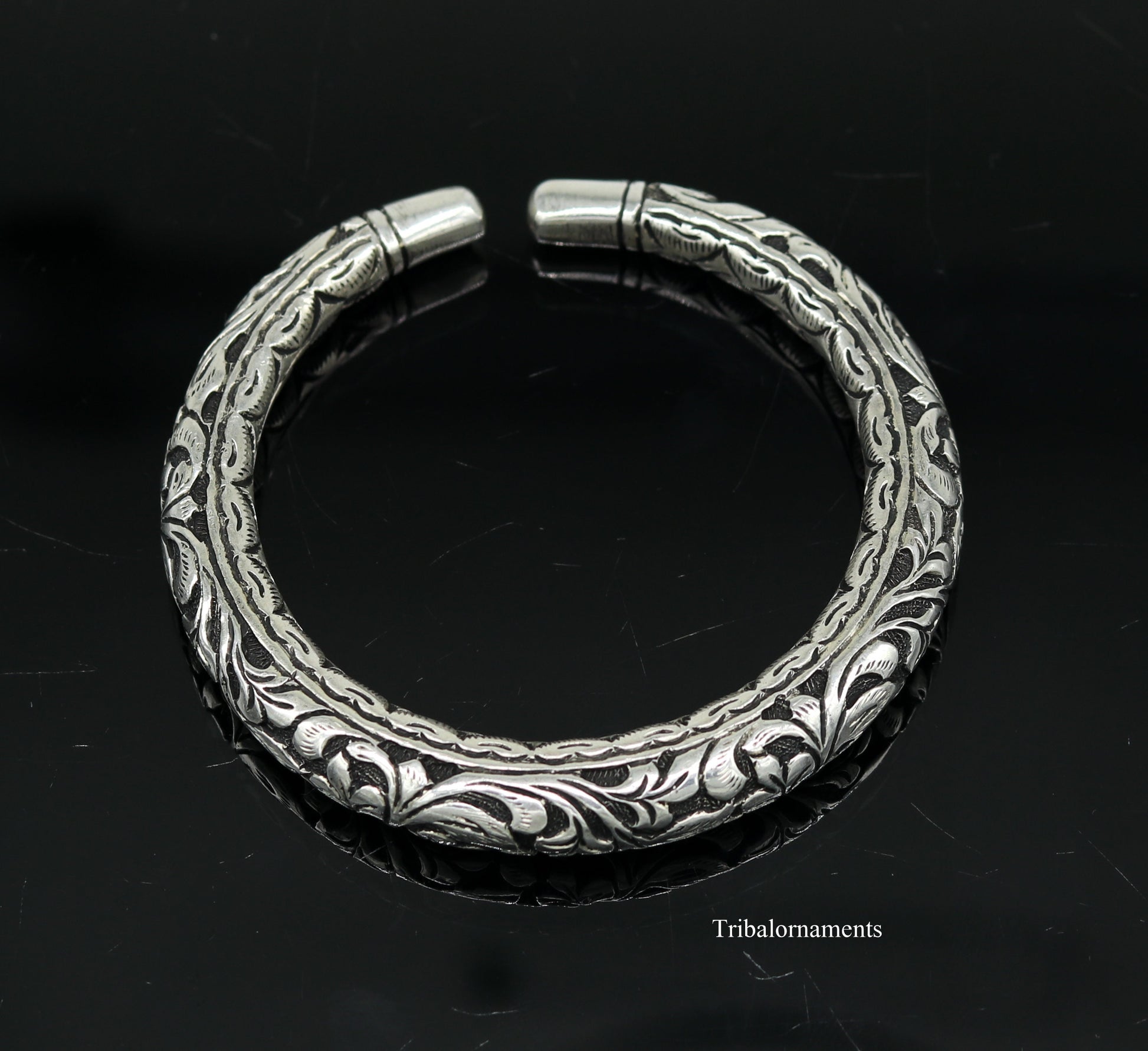 925 Sterling silver handcrafted chitai work customized oxidized stylish vintage design excellent bangle bracelet kada tribal jewelry nsk439 - TRIBAL ORNAMENTS
