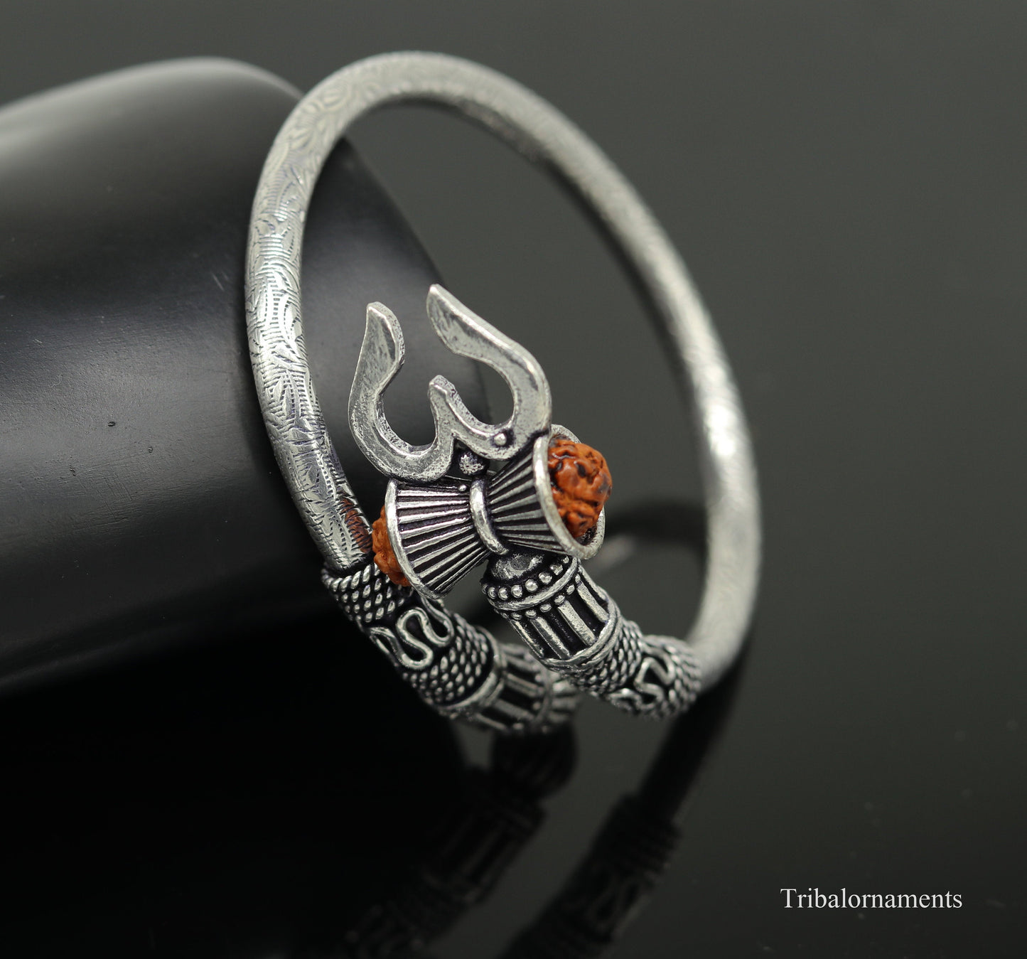 Lord Shiva trident design 925 sterling silver handmade bangle bracelet ,fabulous custom made oxidized unisex vintage design jewelry nsk248 - TRIBAL ORNAMENTS