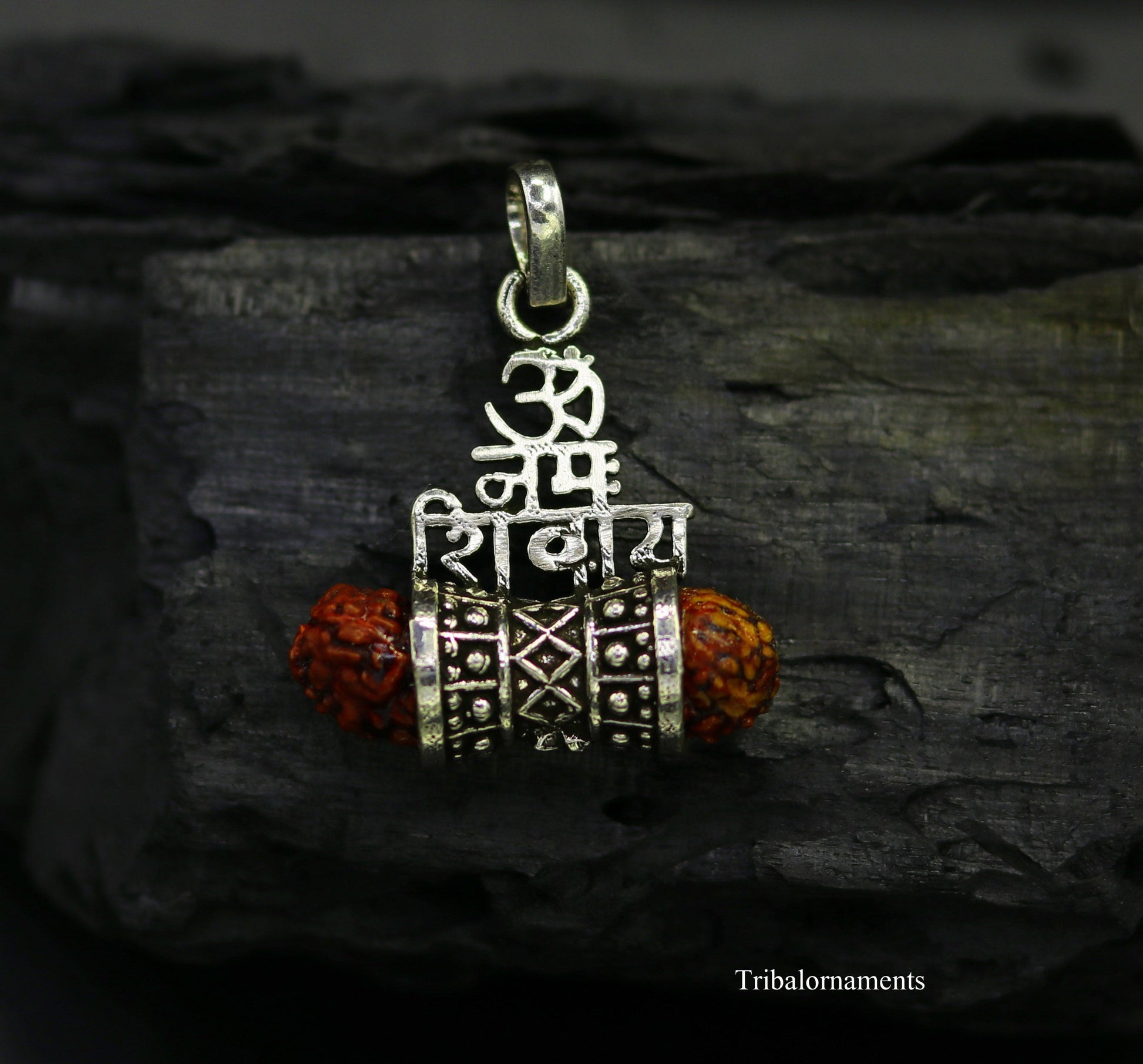 925 sterling silver handmade Lord shivay design customized rudraksha pendant gorgeous unisex gifting ,excellent personalized jewelry nsp376 - TRIBAL ORNAMENTS