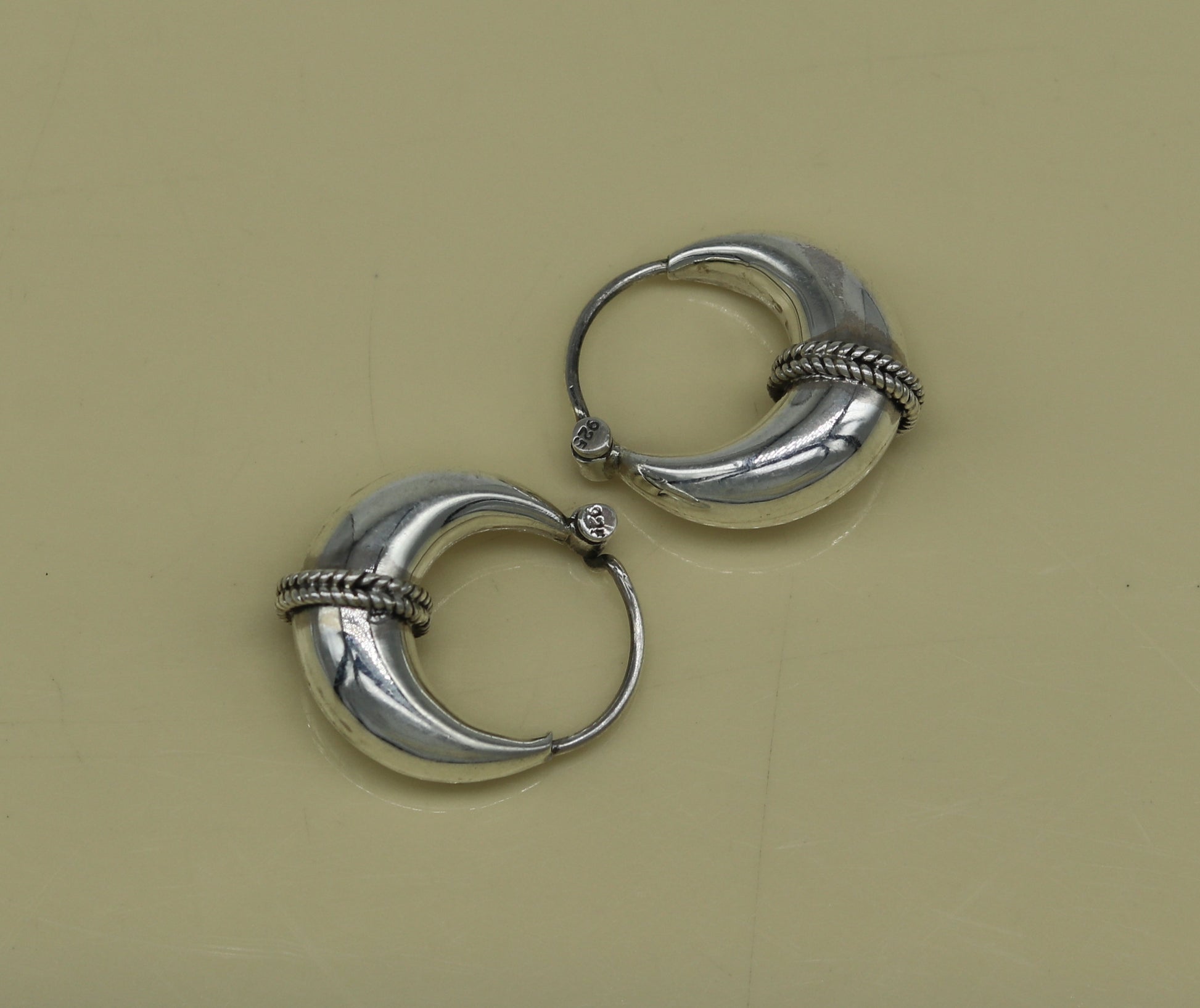 925 sterling Handmade silver jewelry, fabulous vintage stylish customized hoops earrings bali tribal ethnic personalized jewelry ske16 - TRIBAL ORNAMENTS