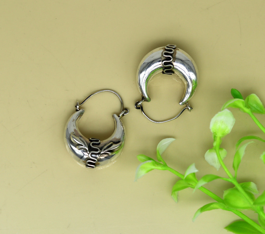 925 sterling Handmade silver jewelry, fabulous vintage stylish customized hoops earrings bali tribal ethnic personalized jewelry ske3 - TRIBAL ORNAMENTS