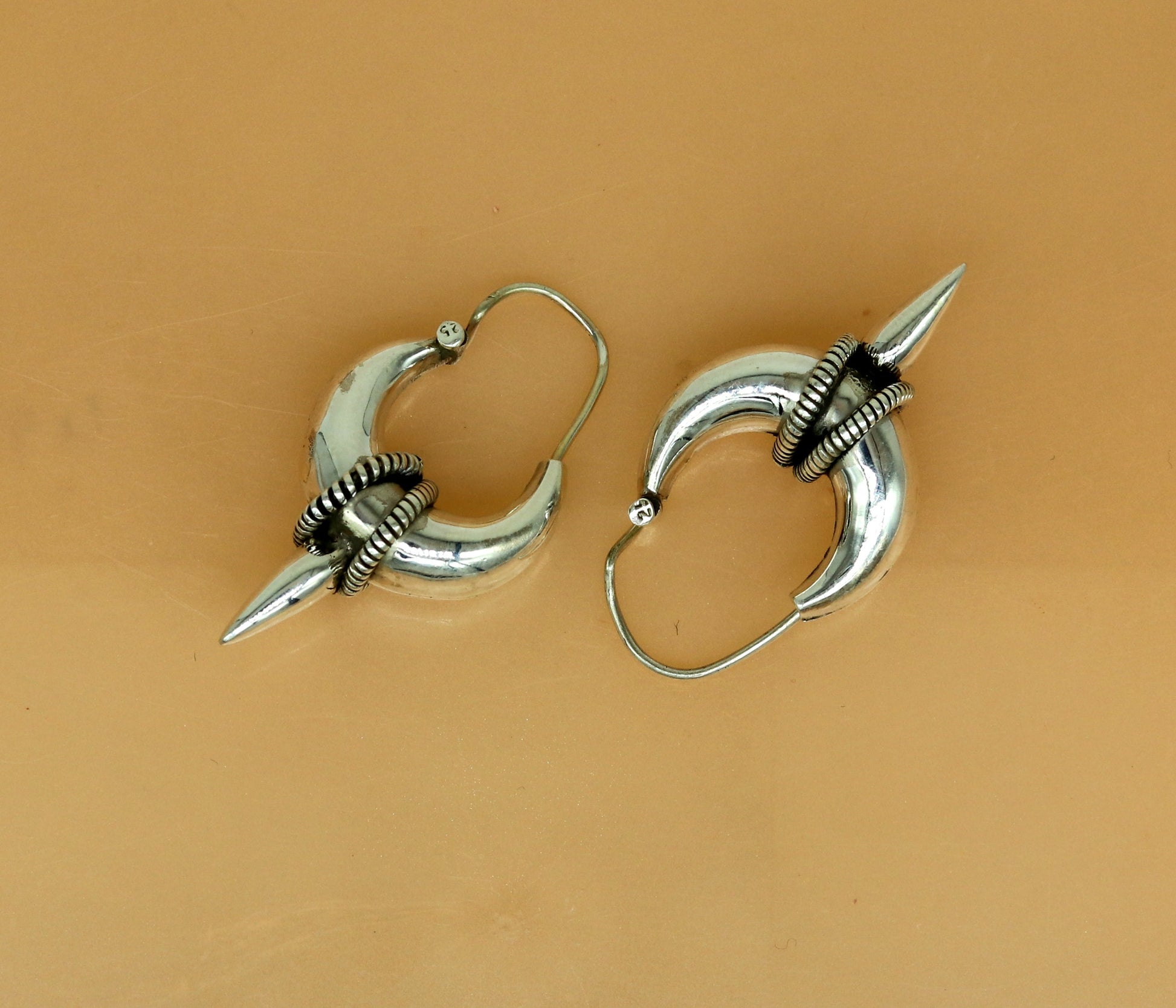 Pure 925 sterling Handmade silver jewelry, fabulous vintage stylish customized hoops earrings bali tribal ethnic personalized jewelry ske6 - TRIBAL ORNAMENTS
