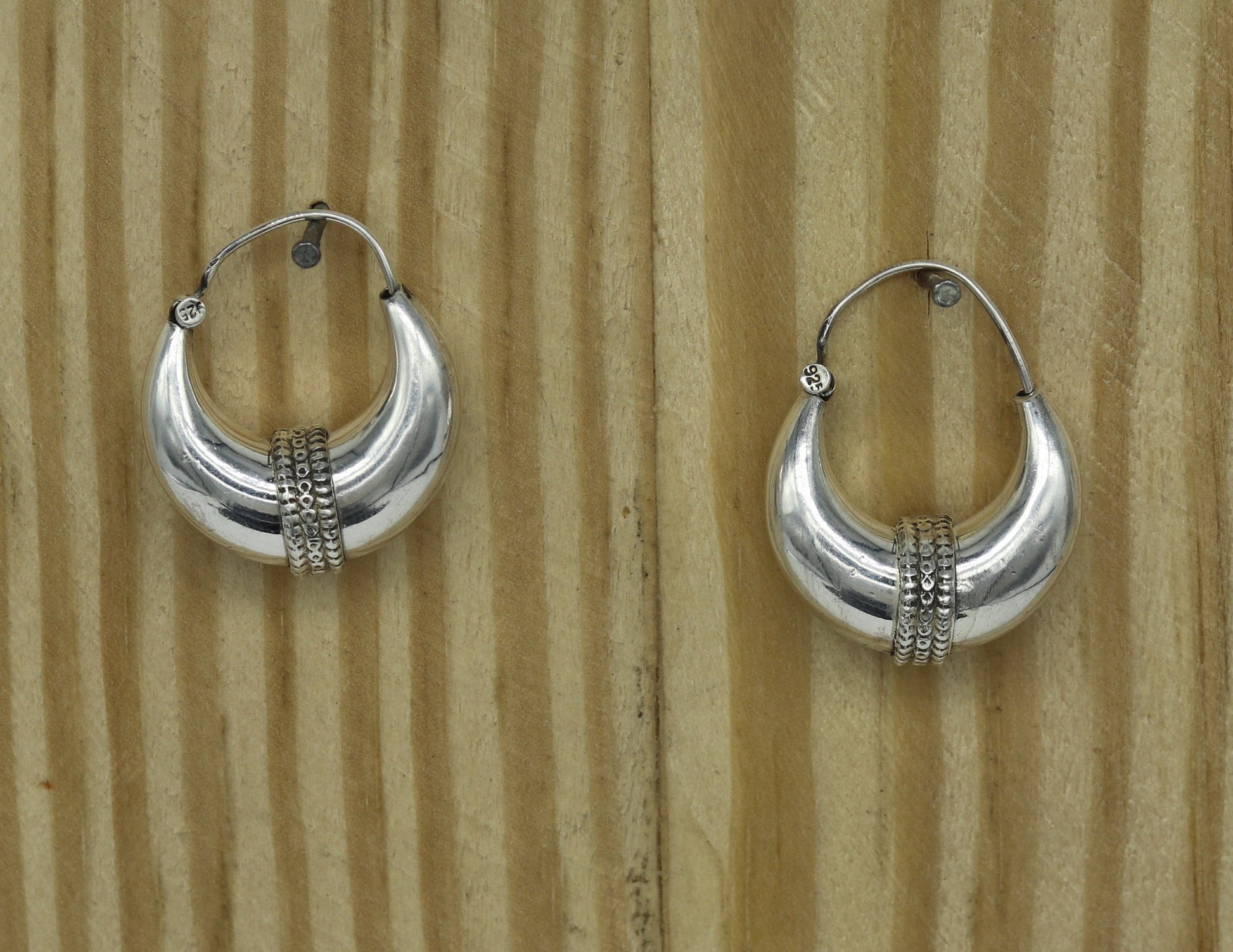 925 sterling silver handmade gorgeous hoops stud earring bali, excellent customized vintage design belly dance personalized gift ske8 - TRIBAL ORNAMENTS