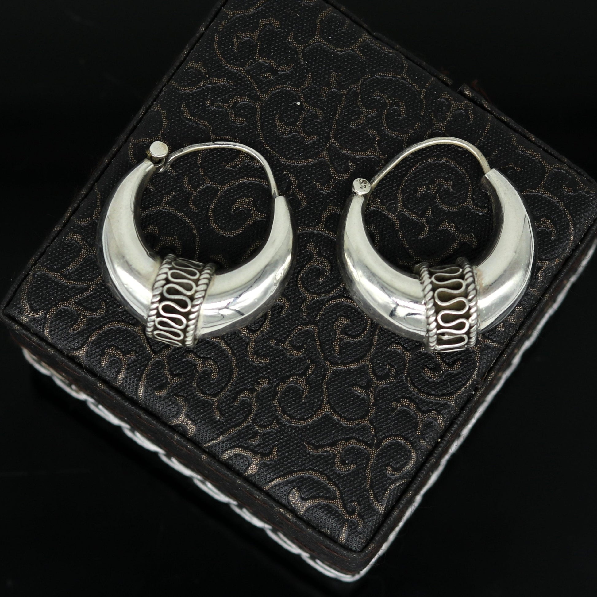 925 sterling silver handmade pretty attractive hoops stud earring bali, excellent customized stylish belly dance personalized gift ske11 - TRIBAL ORNAMENTS