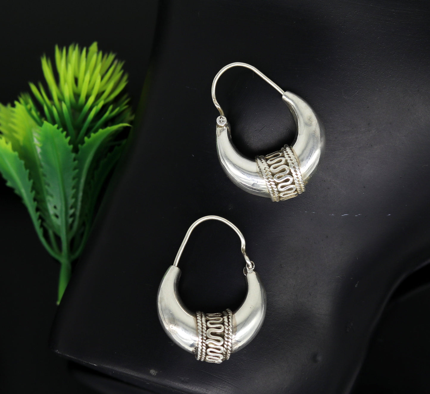 925 sterling silver handmade hoops stud earring bali, excellent customized stylish belly dance personalized gift tribal ethnic jewelry ske10 - TRIBAL ORNAMENTS