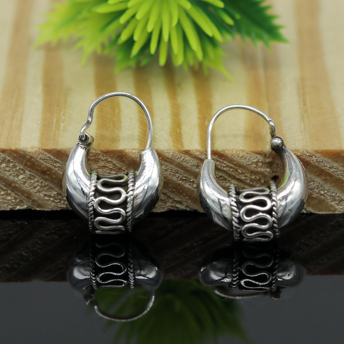 925 sterling silver handmade hoops stud earring bali, excellent customized stylish belly dance personalized gift tribal ethnic jewelry ske15 - TRIBAL ORNAMENTS