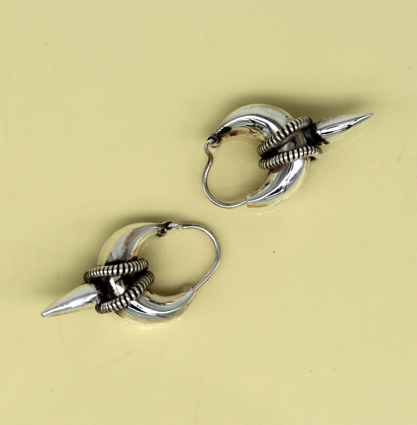 925 sterling silver handmade vintage antique design hoops earring bali, elegant customized earring gift tribal ethnic jewelry ske12 - TRIBAL ORNAMENTS