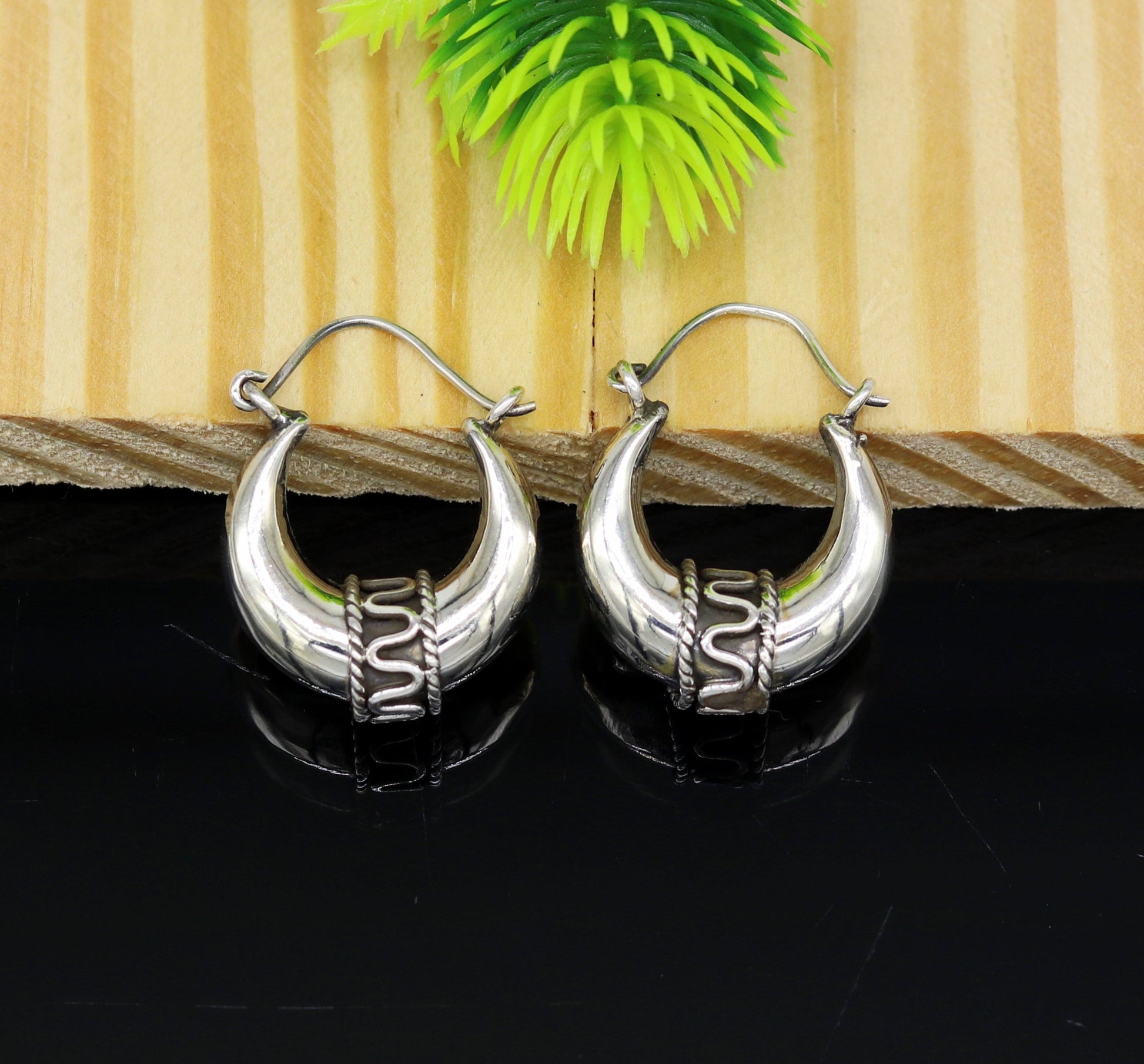 925 sterling silver handmade vintage antique design hoops earring bali, elegant customized earring gift tribal ethnic jewelry ske9 - TRIBAL ORNAMENTS