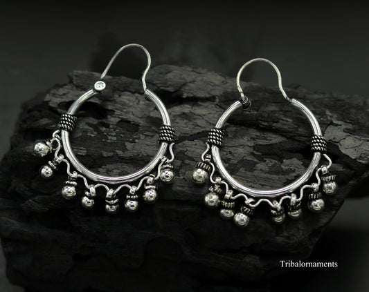 925 sterling silver handmade gorgeous hoops earring with fabulous hanging drops,excellent customized earring tribal belly dance jewelry s857 - TRIBAL ORNAMENTS