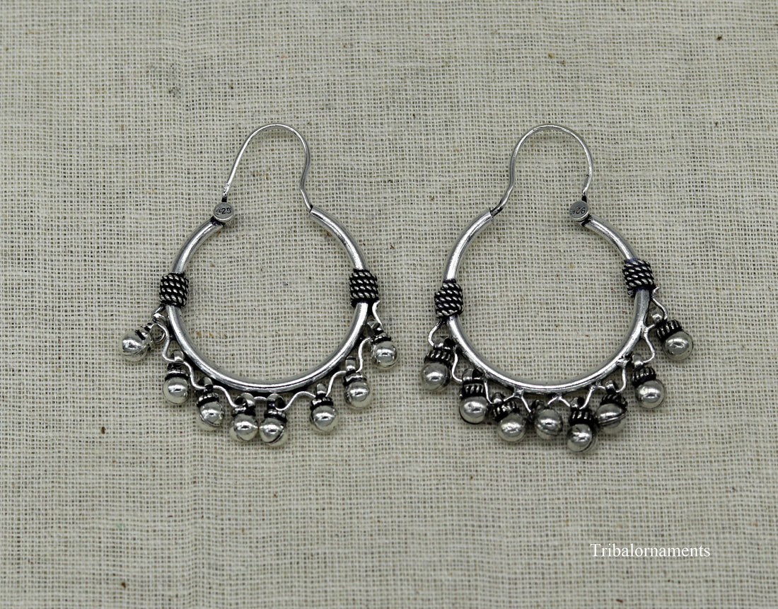 925 sterling silver handmade gorgeous hoops earring with fabulous hanging drops,excellent customized earring tribal belly dance jewelry s857 - TRIBAL ORNAMENTS