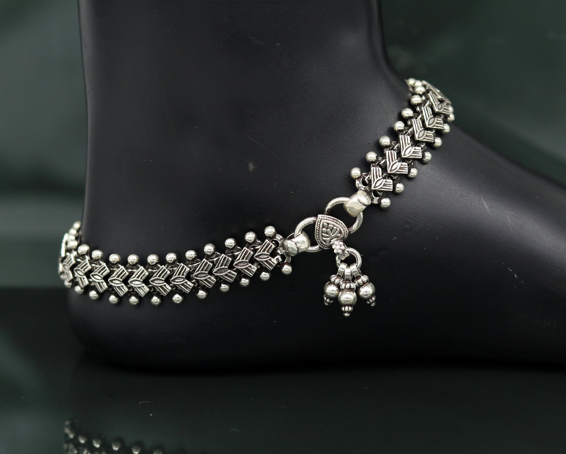 Indian Traditional cultural trendy 925 Sterling silver handmade anklets foot bracelet gift for women's chunky jewelry nank01 - TRIBAL ORNAMENTS