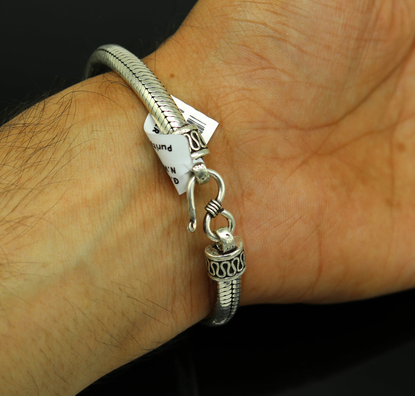 8.2" long 925 sterling silver handmade solid customized vintage design snake chain bracelet unisex personalized gift tribal jewelry nsbr33 - TRIBAL ORNAMENTS