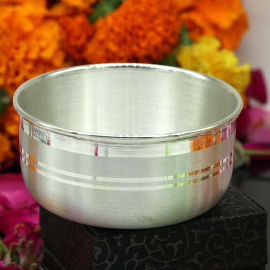 999 pure sterling silver handmade solid silver bowl kitchen utensils, vessels, silver has antibacterial properties, keep stay healthy sv55 - TRIBAL ORNAMENTS