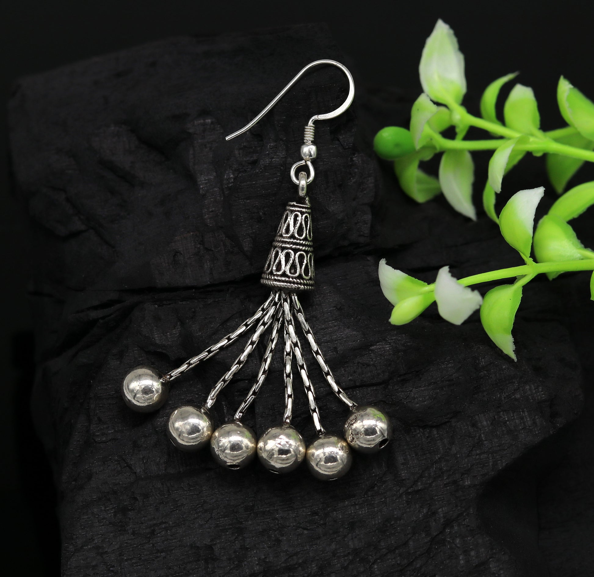 925 sterling silver handmade Fabulous customized design hoops earring with gorgeous hanging charm earring bridesmaid gifting jewelry ear1 - TRIBAL ORNAMENTS