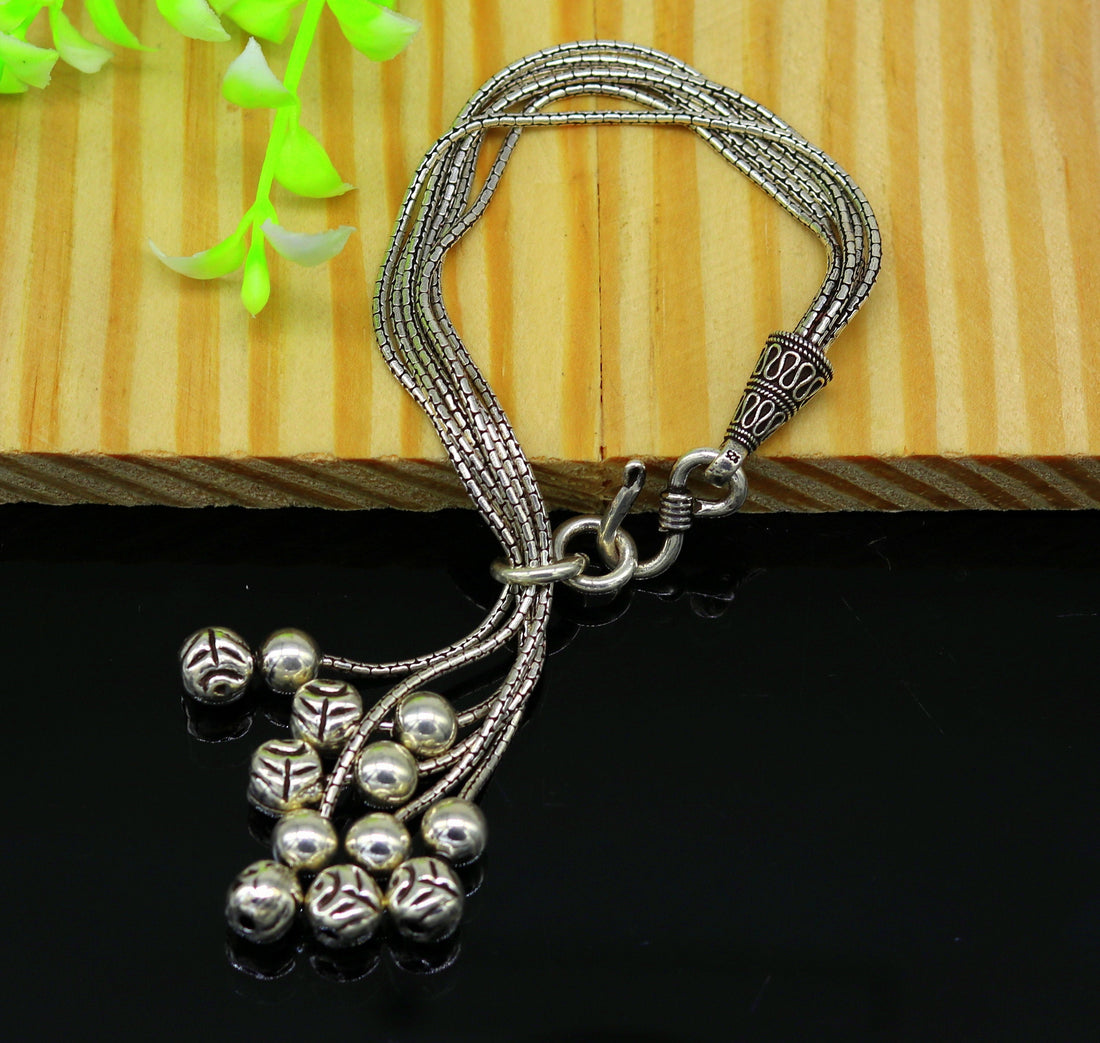 925 sterling silver handmade gorgeous charm bracelet, excellent multi chain customized adjustable jewelry bridesmaid gift jewelry nsbr20 - TRIBAL ORNAMENTS