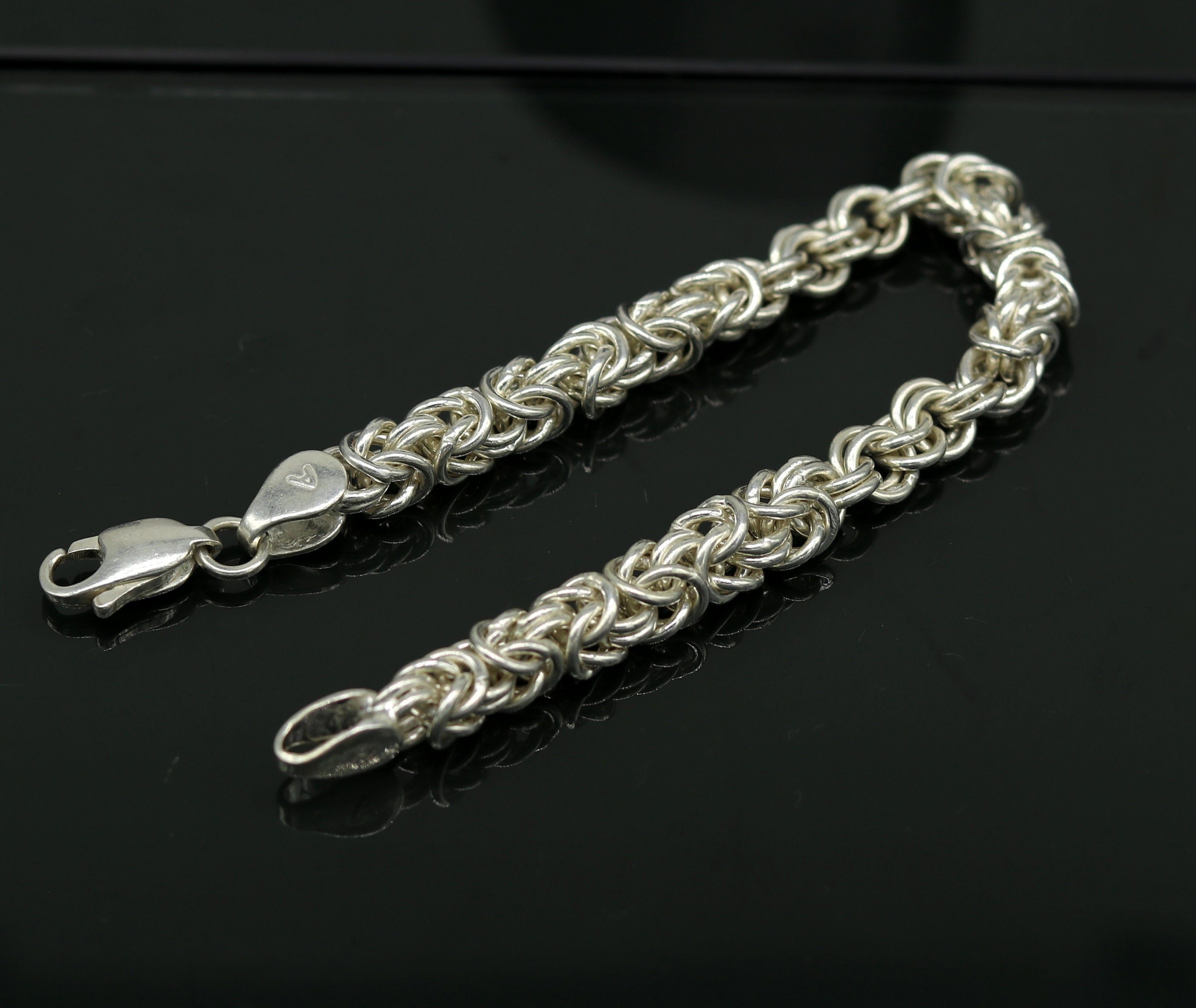 9 inches 925 sterling silver handmade stylish byzantine chain bracelet  customized design gorgeous personalized gifting jewelry sbr195  TRIBAL  ORNAMENTS