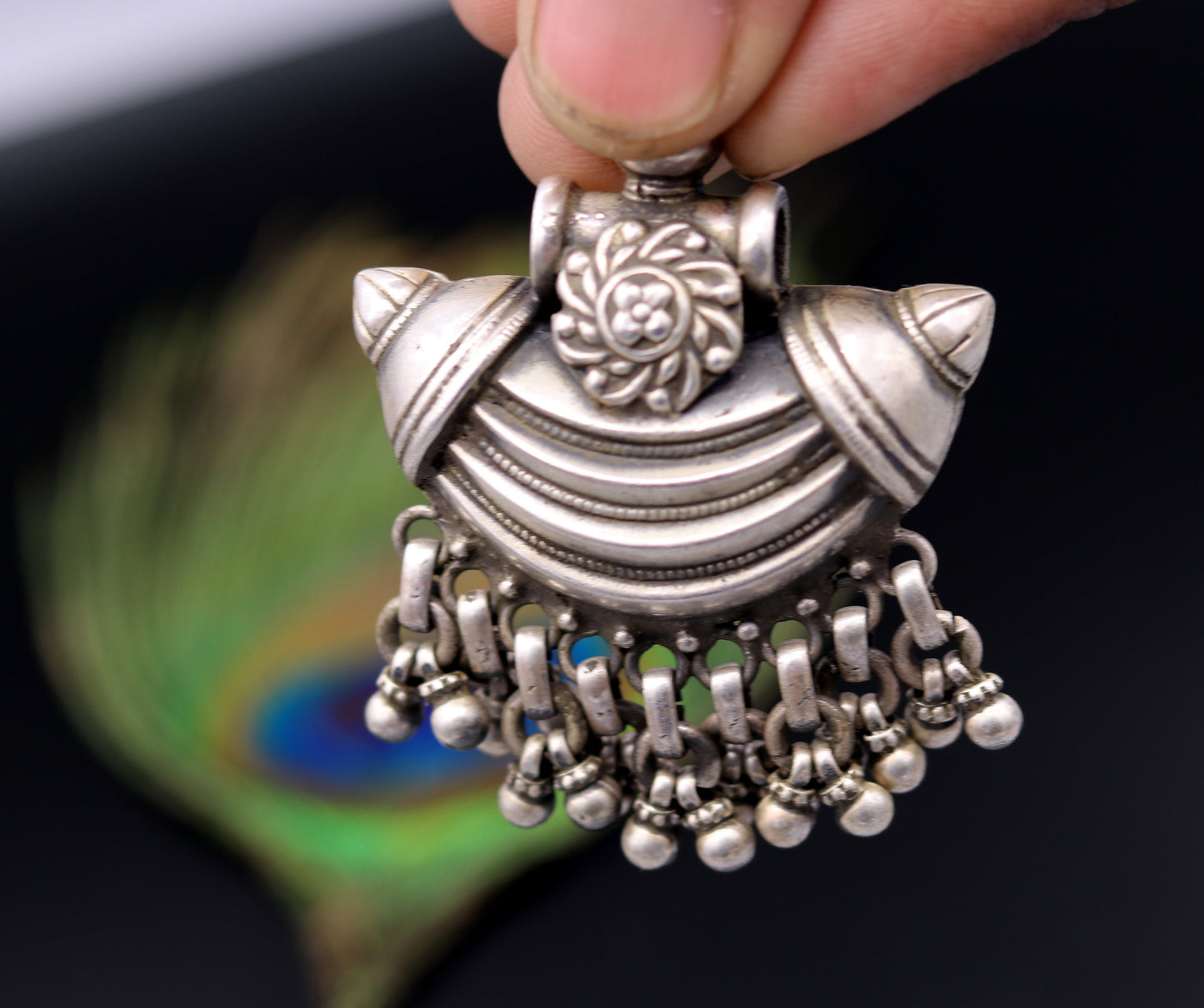 925 sterling silver handmade customized vintage design pretty charm pendant necklace belly dance personalized tribal jewelry gifting nsp394 - TRIBAL ORNAMENTS