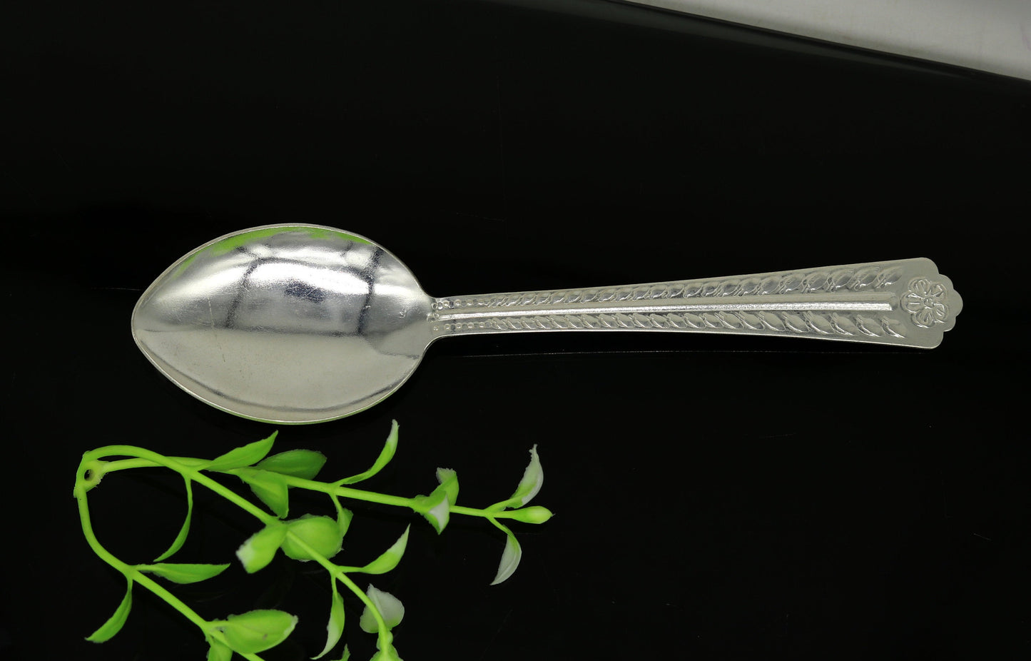 Pure sterling silver handmade solid silver 6" spoon kitchen utensils, vessels, silver has antibacterial properties, keep stay healthy sv58 - TRIBAL ORNAMENTS