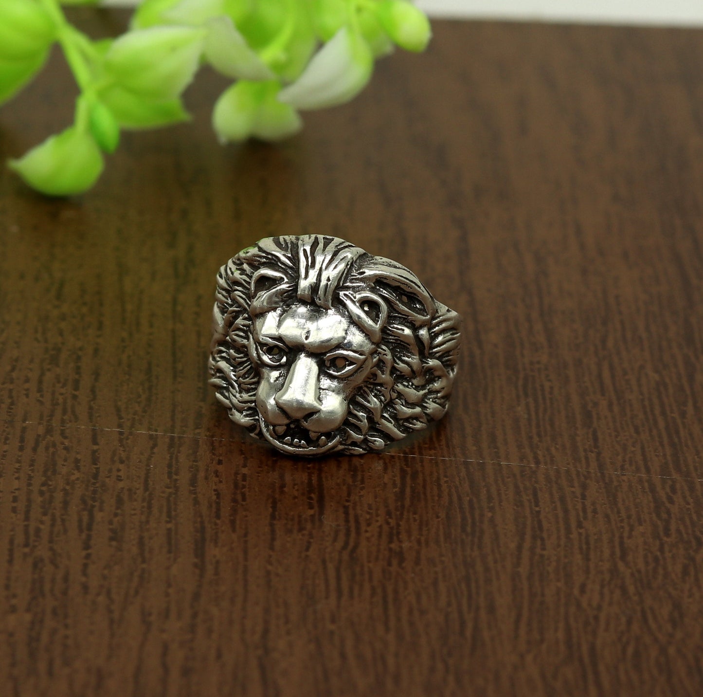 925 sterling silver handmade excellent lion face vintage antique stylish ring band unisex customized jewelry from Rajasthan india sr273 - TRIBAL ORNAMENTS