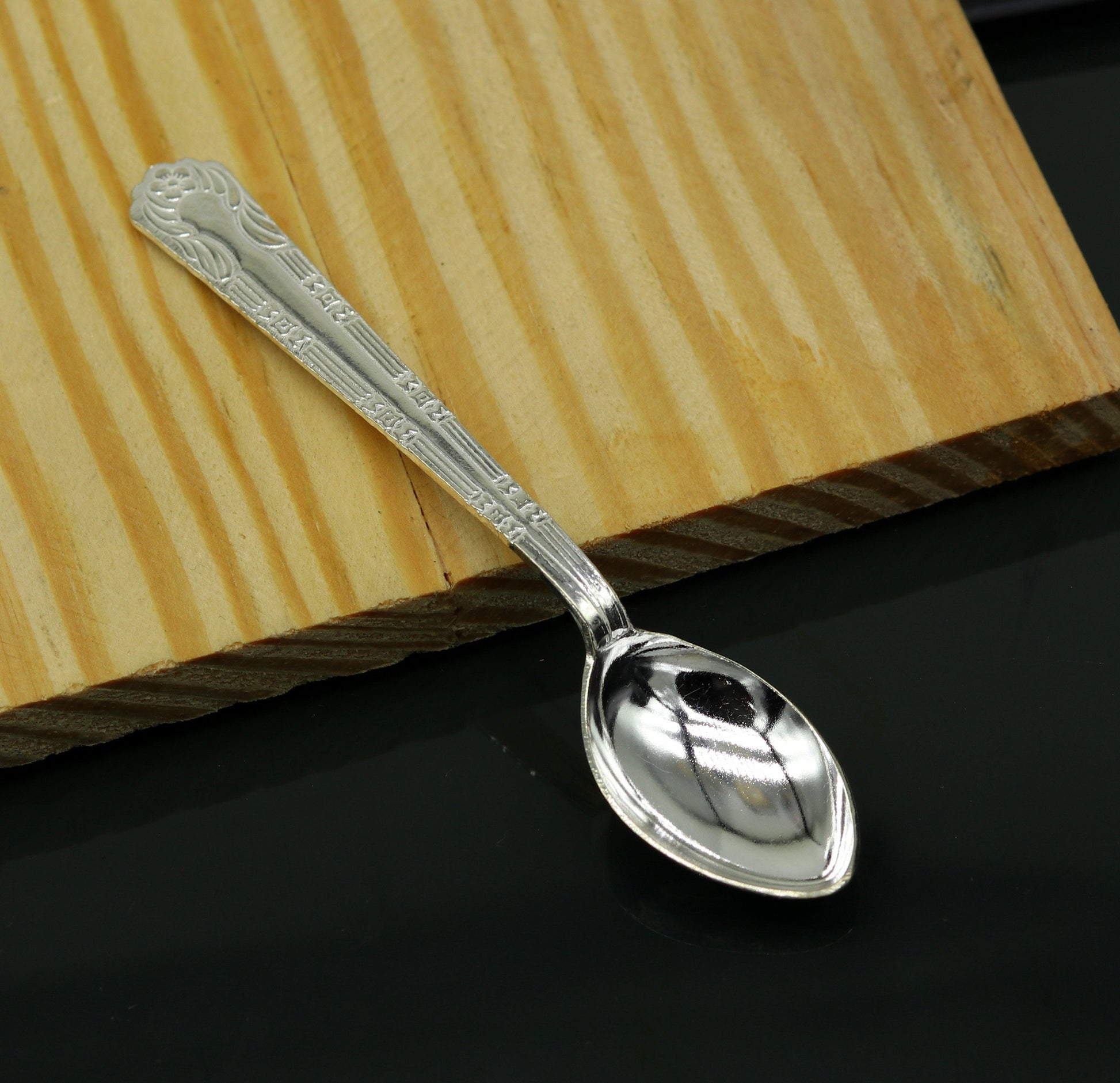 fabulous sterling silver handmade solid silver4.6" spoon kitchen utensils, vessels, silver has antibacterial properties, stay healthy sv60 - TRIBAL ORNAMENTS