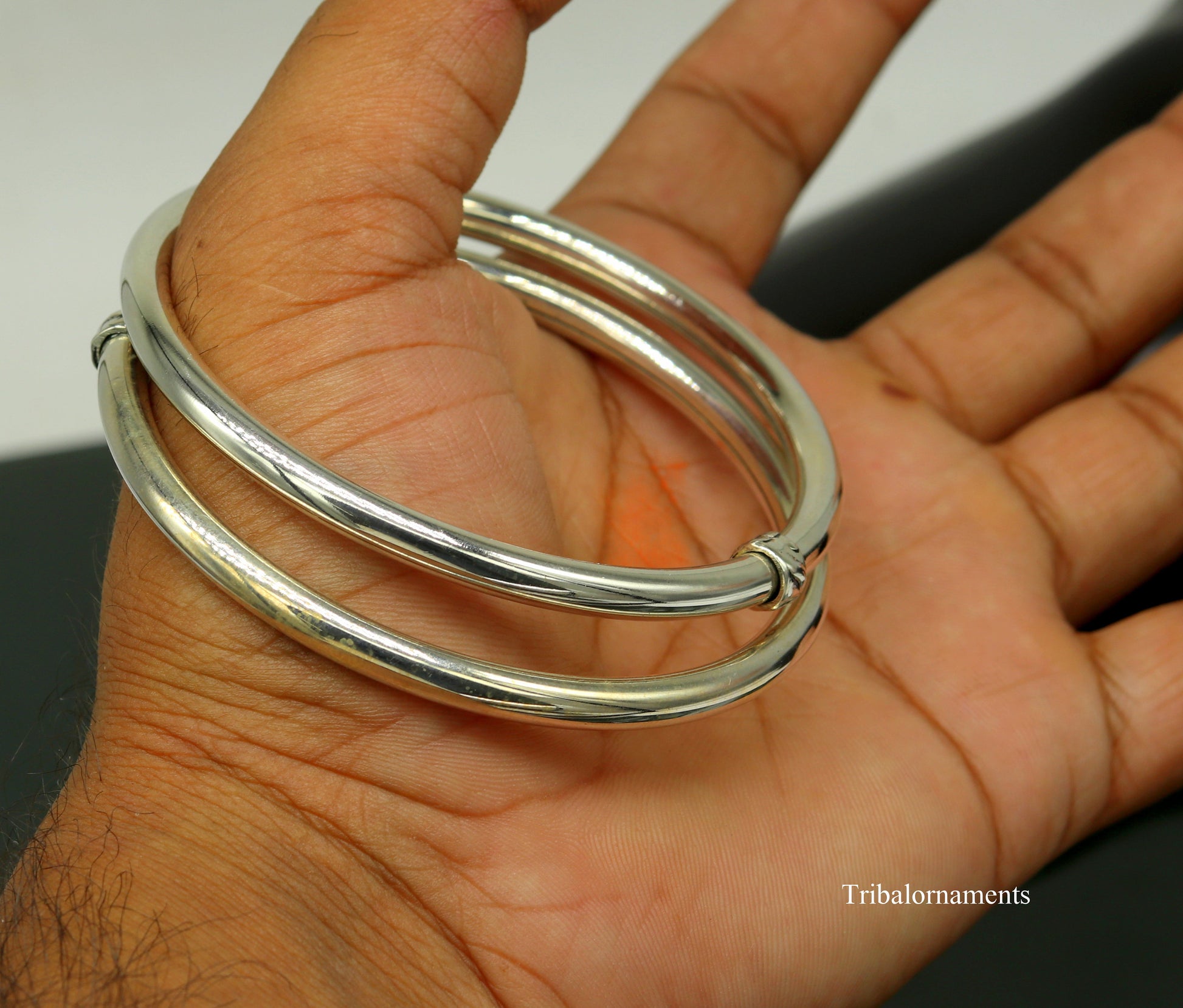 925 sterling silver handmade plain shine bright customized bangle bracelet kada, excellent personalized gifting unisex jewelry nssk6 - TRIBAL ORNAMENTS