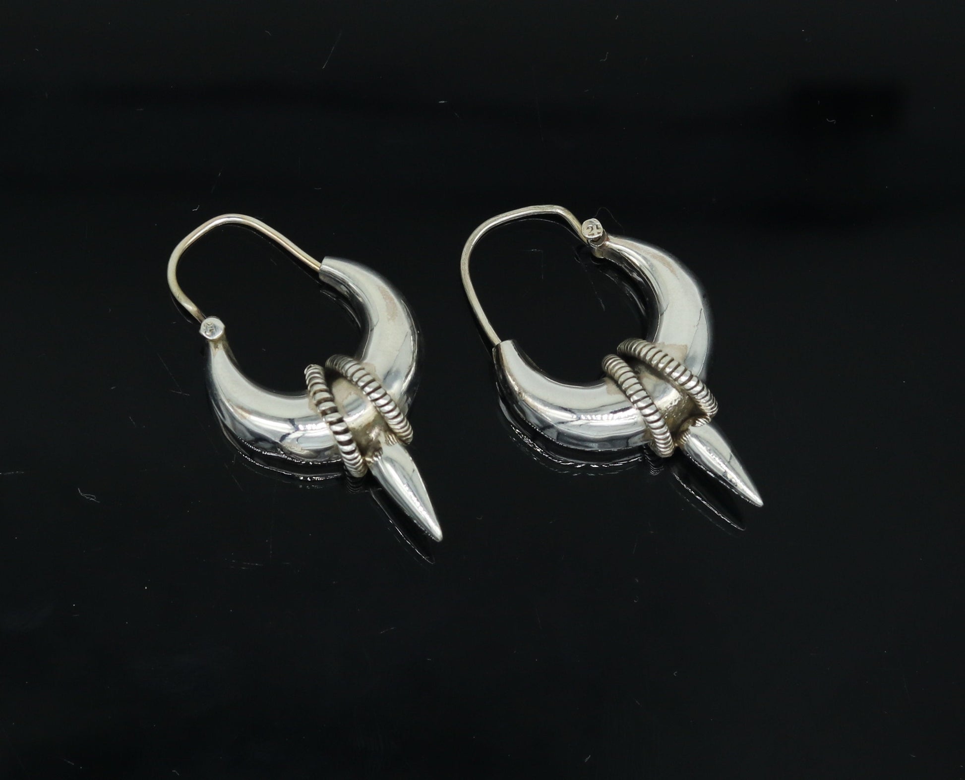 Pure 925 sterling Handmade silver jewelry, fabulous vintage stylish customized hoops earrings bali tribal ethnic personalized jewelry ske6 - TRIBAL ORNAMENTS