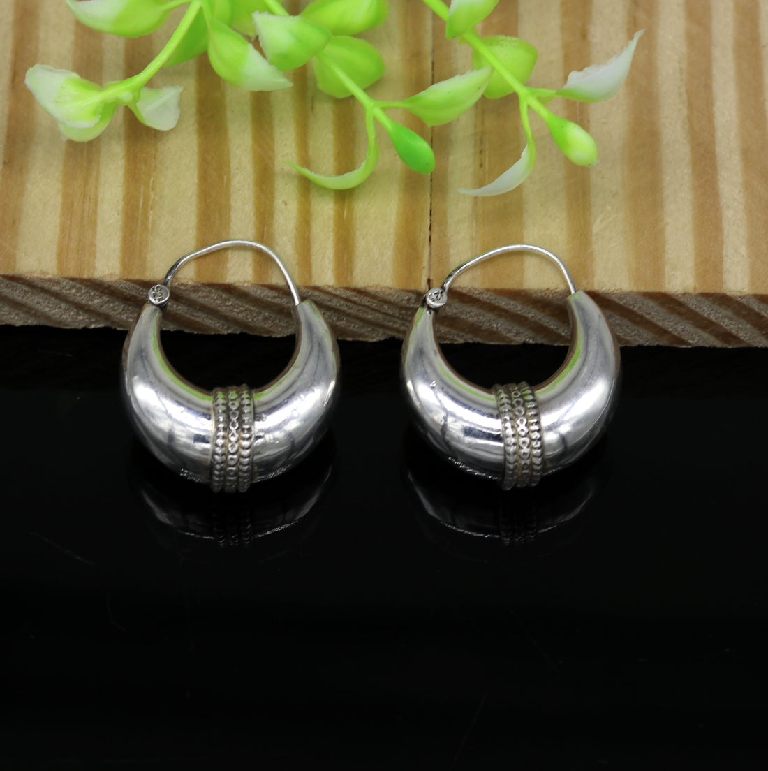 925 sterling silver handmade gorgeous hoops stud earring bali, excellent customized vintage design belly dance personalized gift ske8 - TRIBAL ORNAMENTS