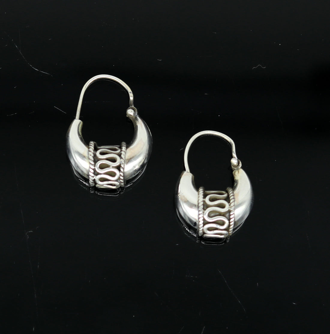 925 sterling silver handmade hoops stud earring bali, excellent customized stylish belly dance personalized gift tribal ethnic jewelry ske15 - TRIBAL ORNAMENTS