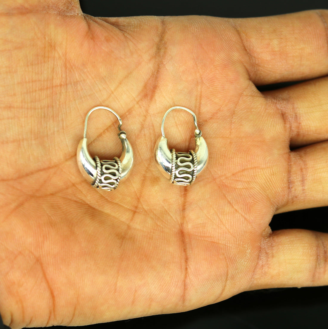 925 sterling silver handmade hoops stud earring bali, excellent customized stylish belly dance personalized gift tribal ethnic jewelry ske15 - TRIBAL ORNAMENTS