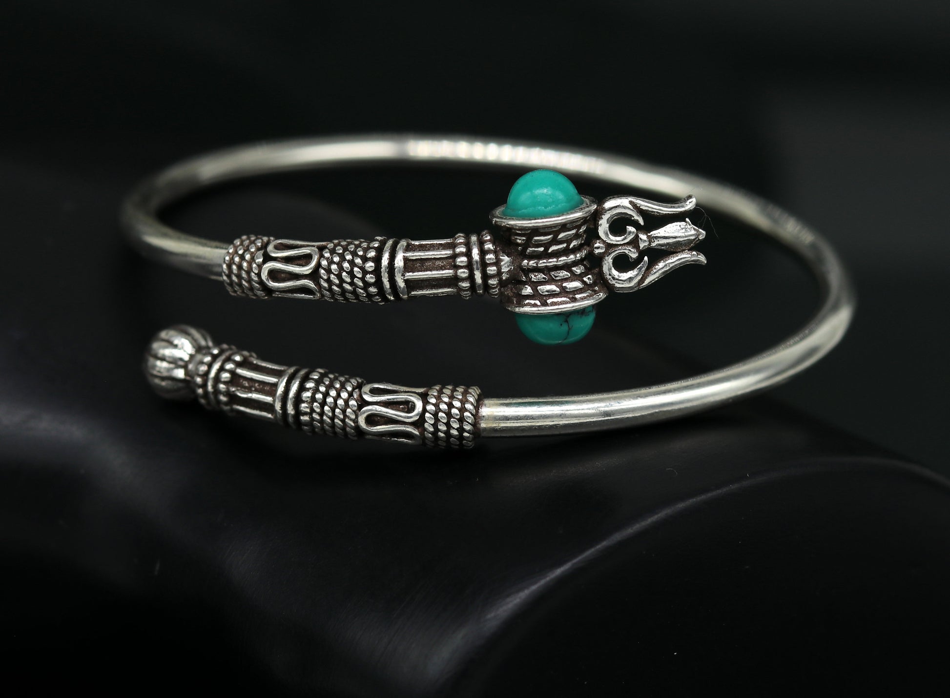 925 sterling silver handmade amazing customized lord shiva bracelet kada, excellent trident trishul bracelet unisex tribal jewelry nssk18 - TRIBAL ORNAMENTS