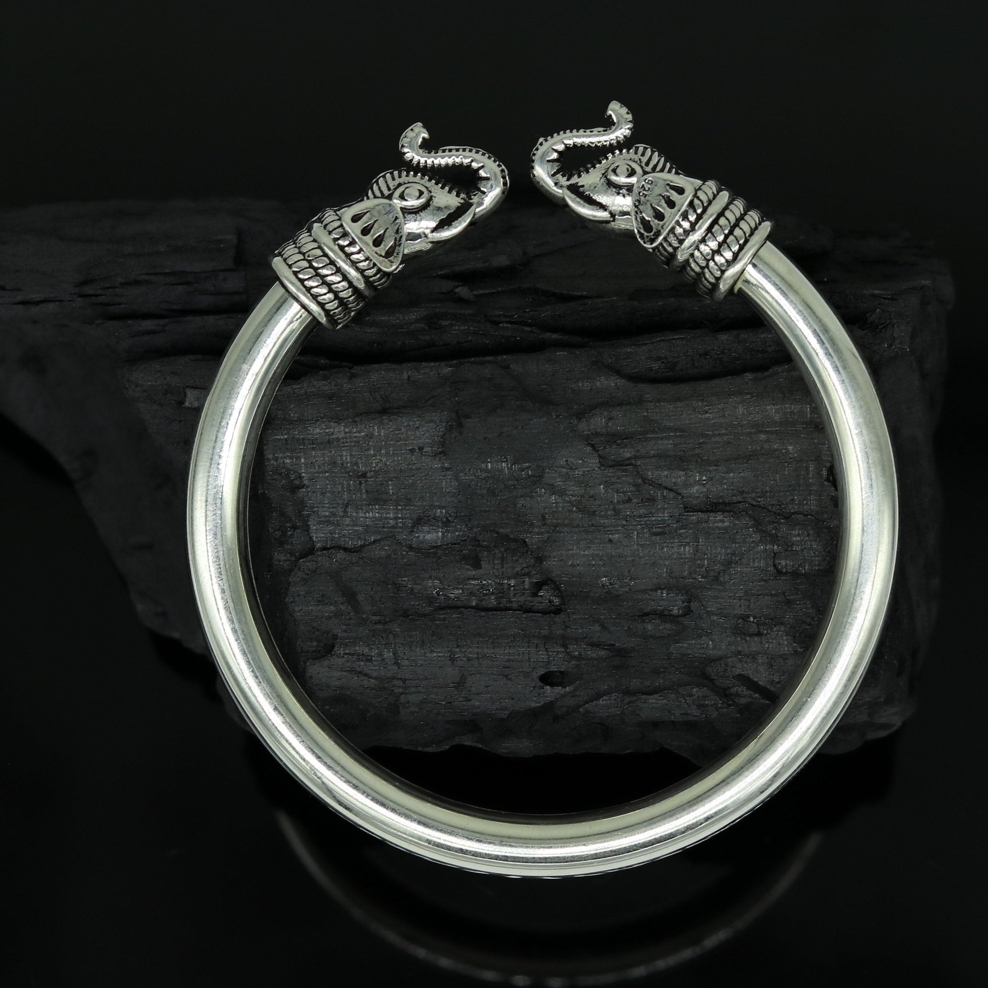 925 sterling silver handmade gorgeous hip-hop elephant design bangle bracelet kada, fabulous unisex gifting personalized jewelry nssk32 - TRIBAL ORNAMENTS