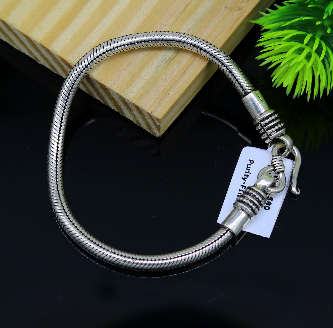 7.8" long handmade 925 sterling silver gorgeous customized snake chain bracelet unisex personalized gifting jewelry nsbr30 - TRIBAL ORNAMENTS