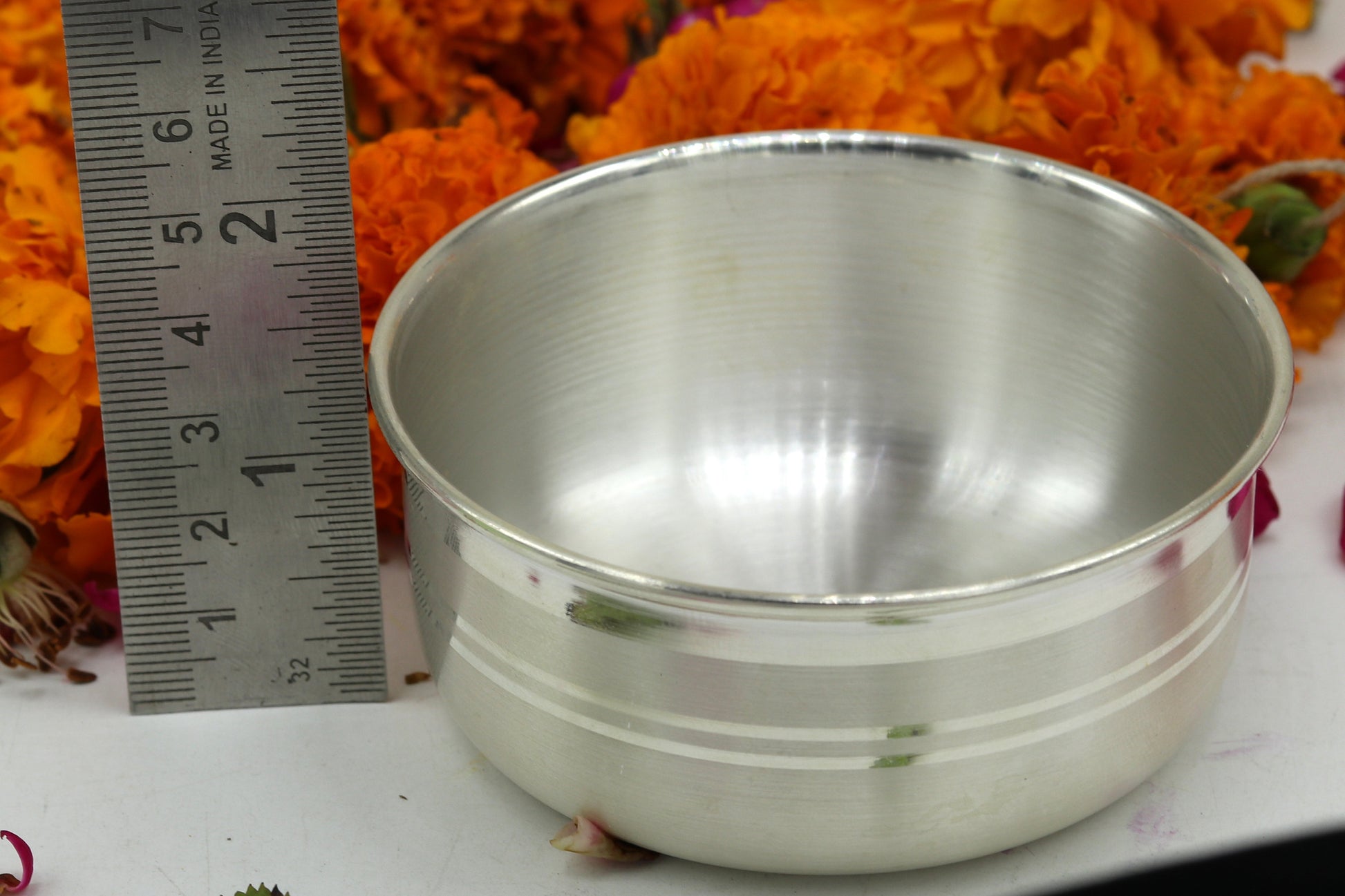 99.9 pure sterling silver handmade solid silver bowl kitchen utensils, vessels, silver has antibacterial properties, keep stay healthy sv52 - TRIBAL ORNAMENTS