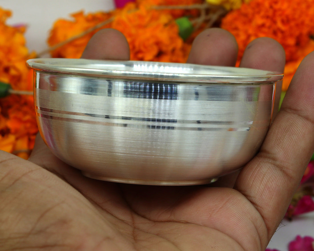 999 pure sterling silver handmade solid silver bowl kitchen utensils, vessels, silver has antibacterial properties, keep stay healthy sv53 - TRIBAL ORNAMENTS