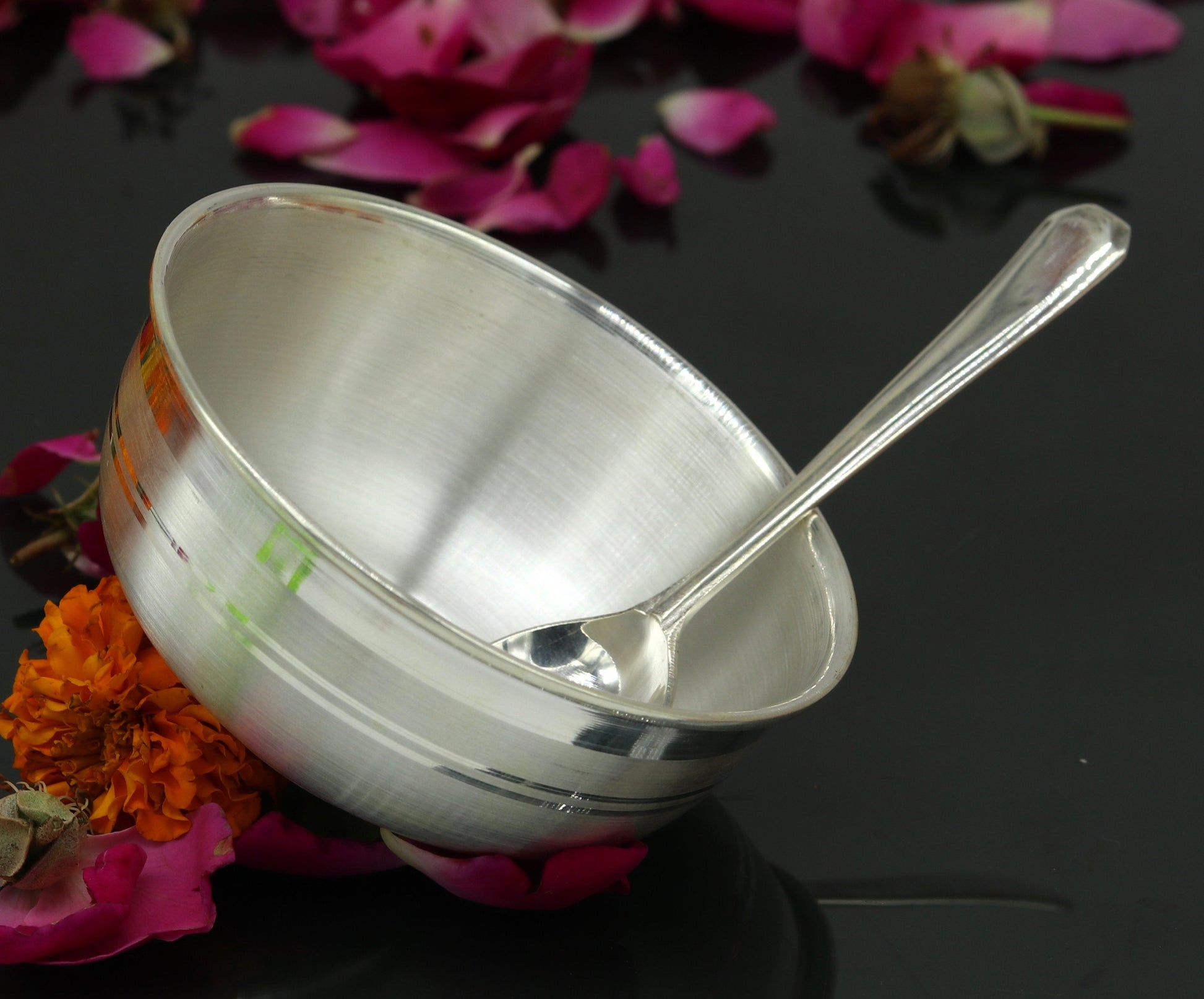 999 pure sterling silver handmade solid silver bowl kitchen utensils, vessels, silver has antibacterial properties, keep stay healthy sv54 - TRIBAL ORNAMENTS