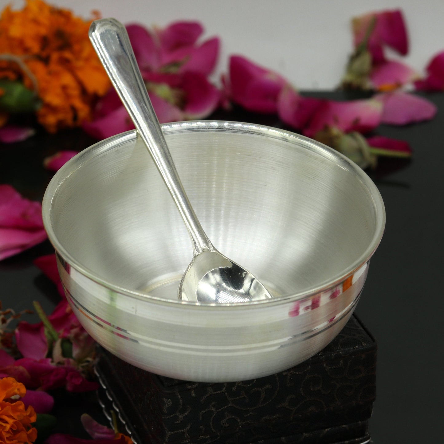 999 pure sterling silver handmade solid silver bowl kitchen utensils, vessels, silver has antibacterial properties, keep stay healthy sv54 - TRIBAL ORNAMENTS